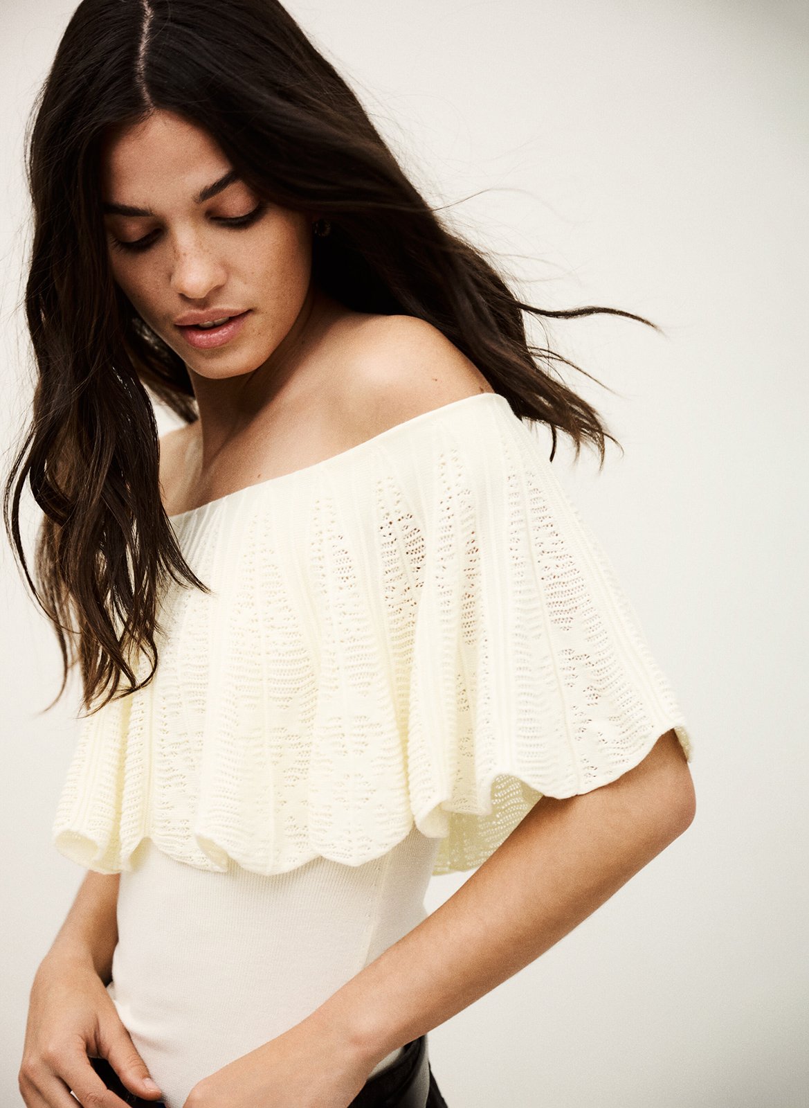 Top bardot en maille ajourée salda BA&SH Beige