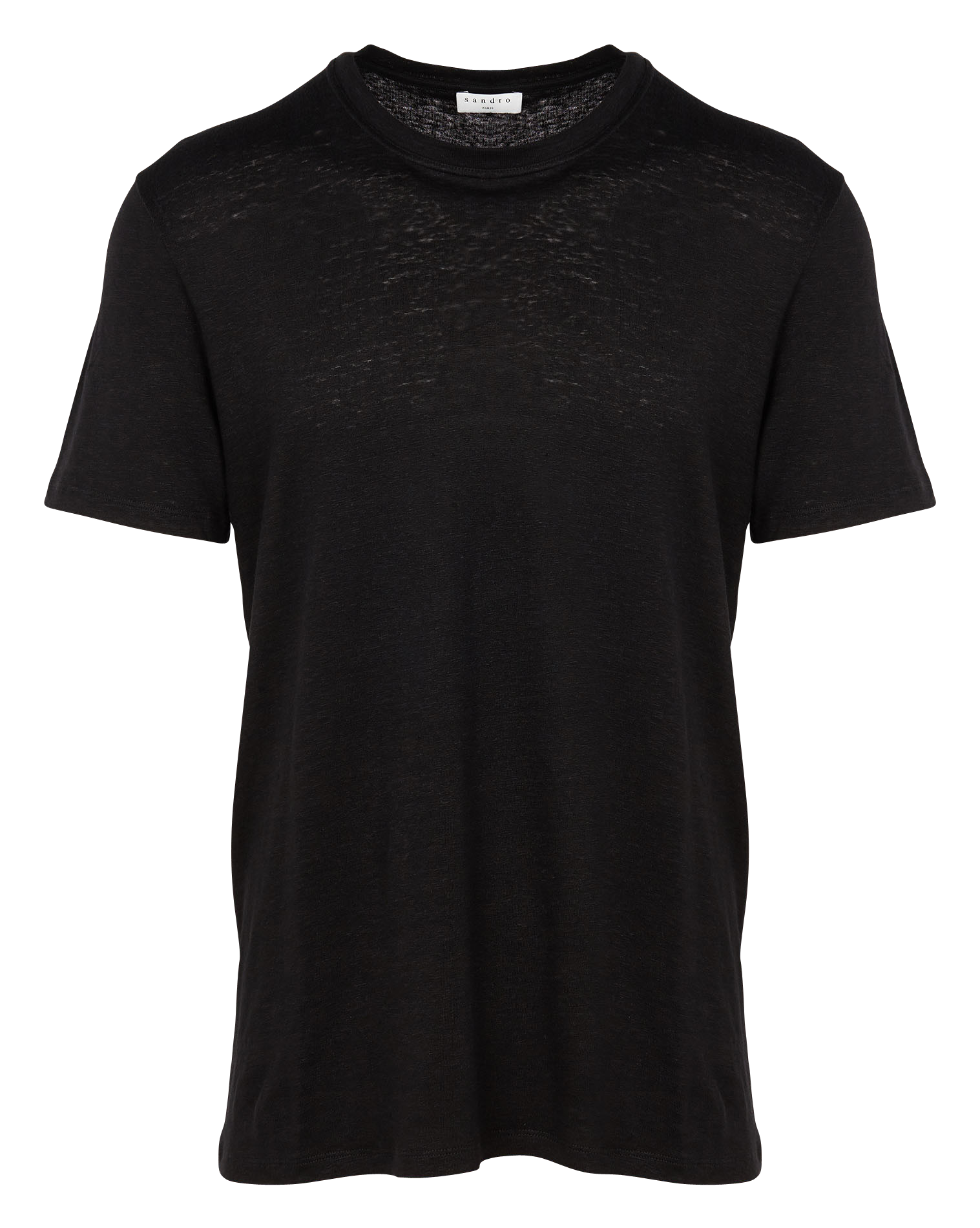 Tee-shirt col rond regular-fit en lin SANDRO Noir