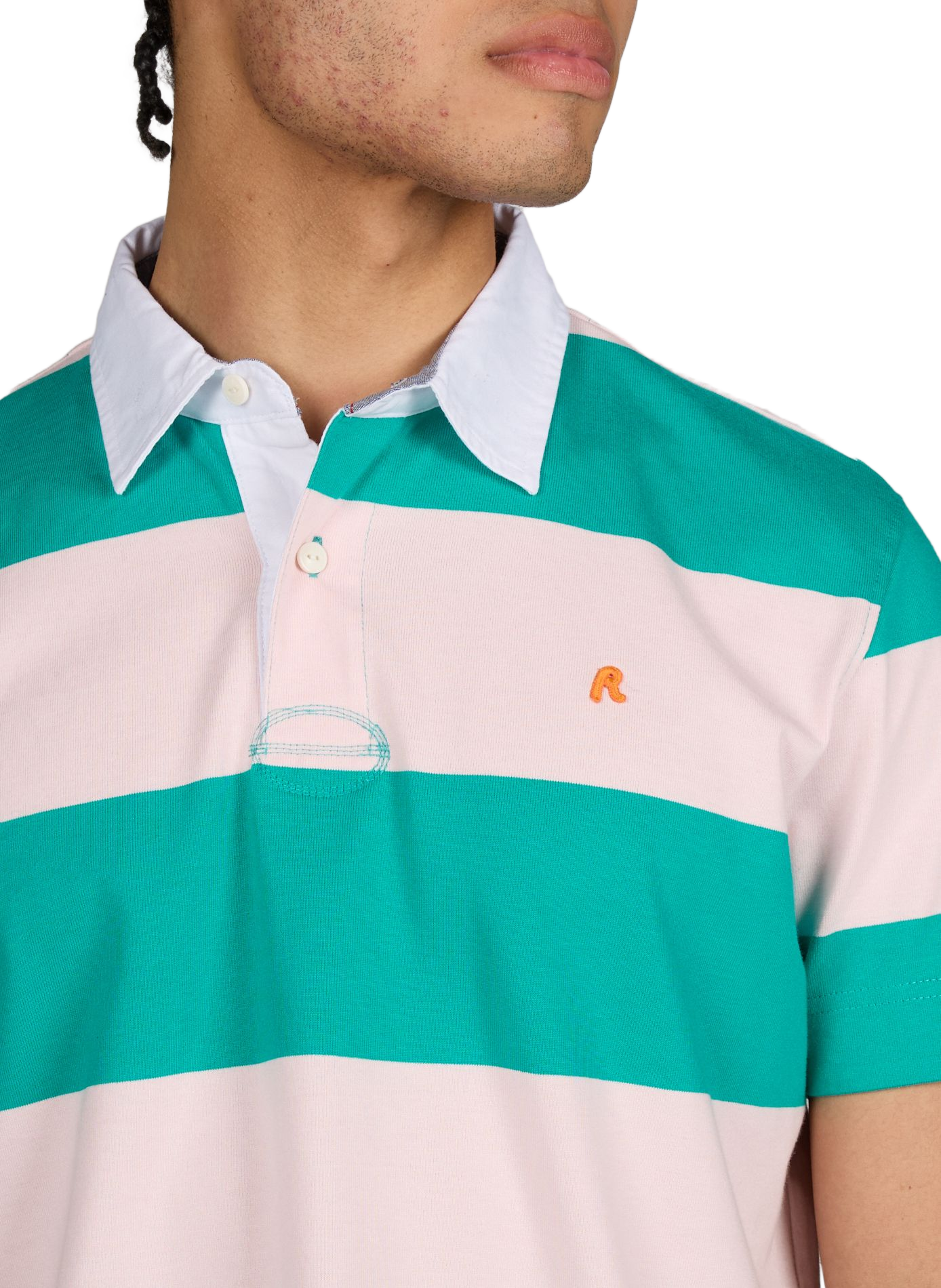 Short-sleeved striped cotton polo REPLAY Pink