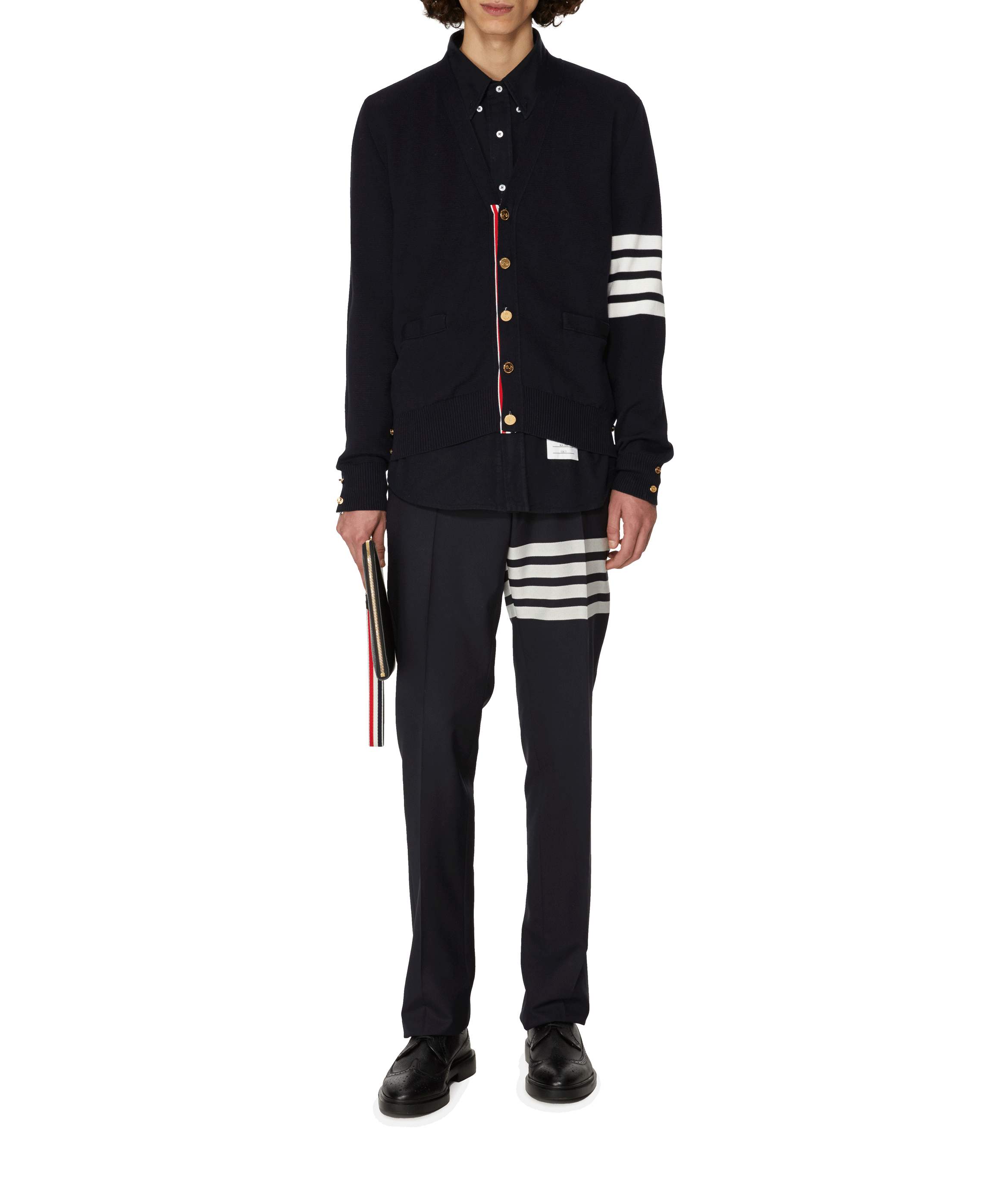 Cardigan met 4 rijen Milano-steek THOM BROWNE Blauw