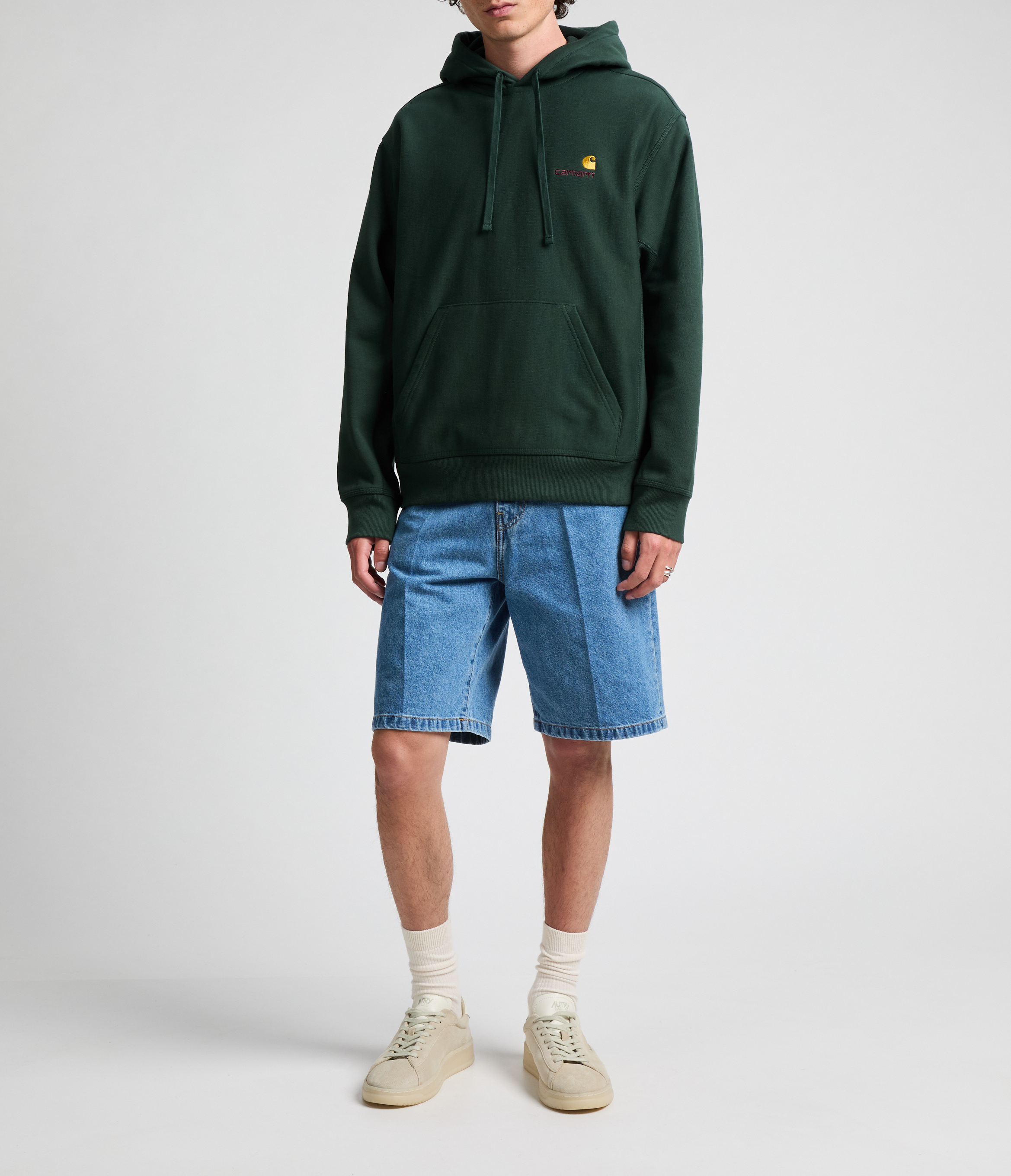 Hoodie brodé en coton  Vert
