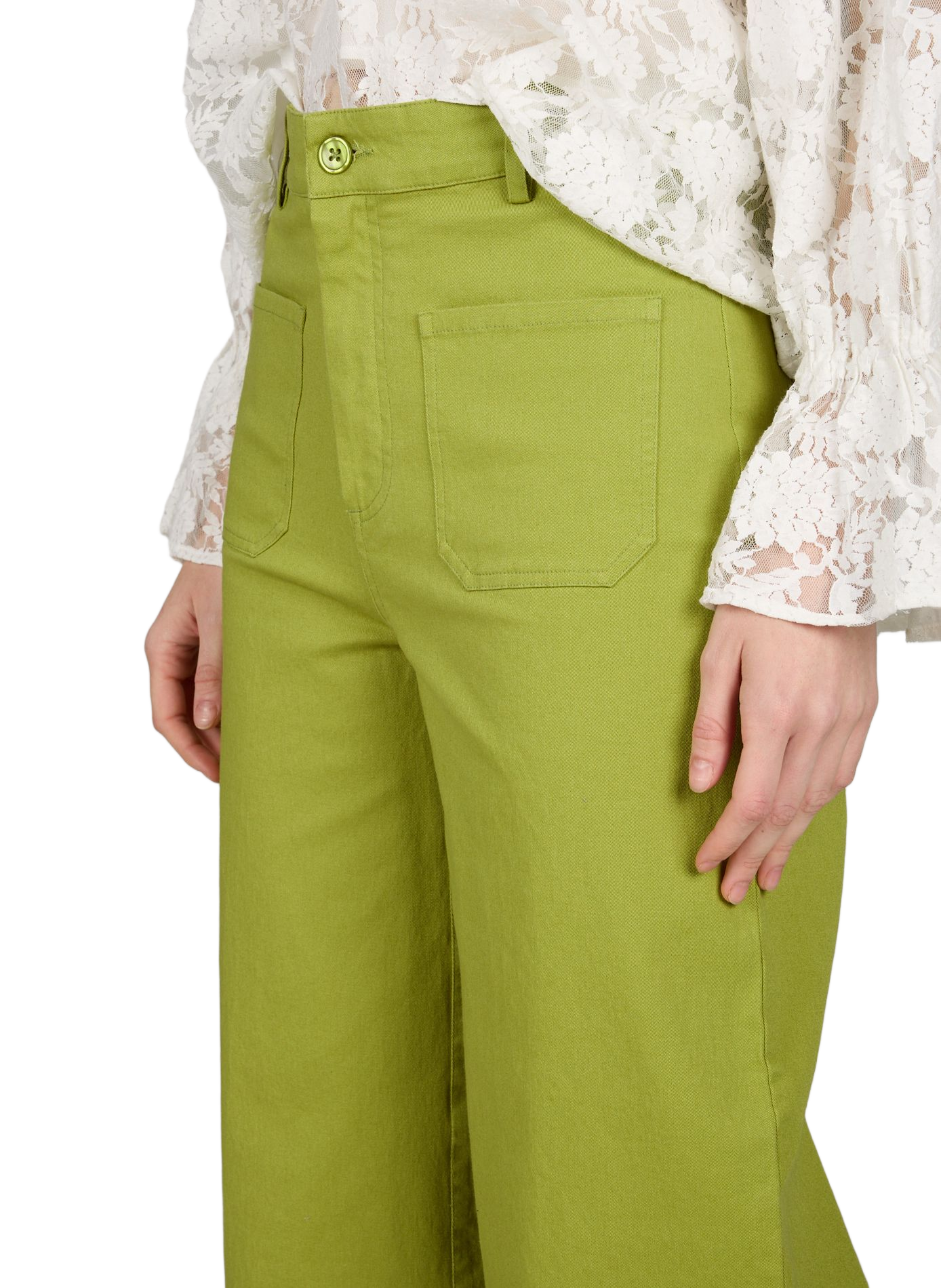 Straight leg Garance trousers in blended cotton PETITE MENDIGOTE Green