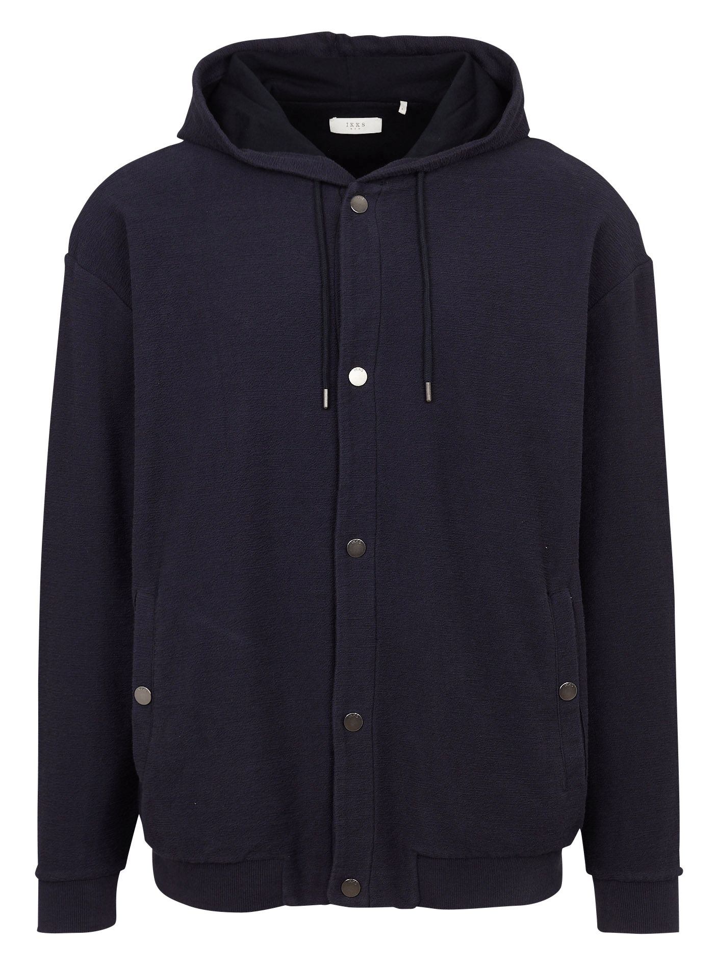 Cardigan boutonné à capuche en maille unie IKKS Bleu