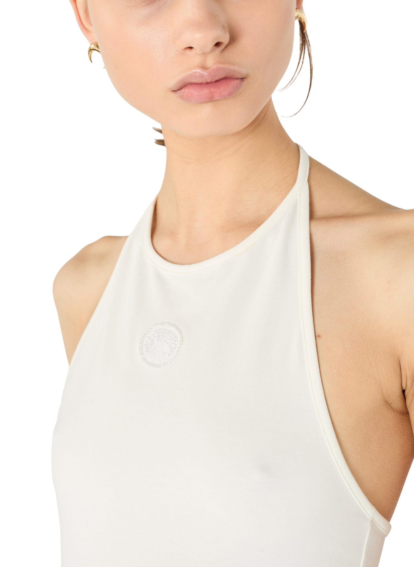 Haut dos nu avec logo perle MARINE SERRE Blanc
