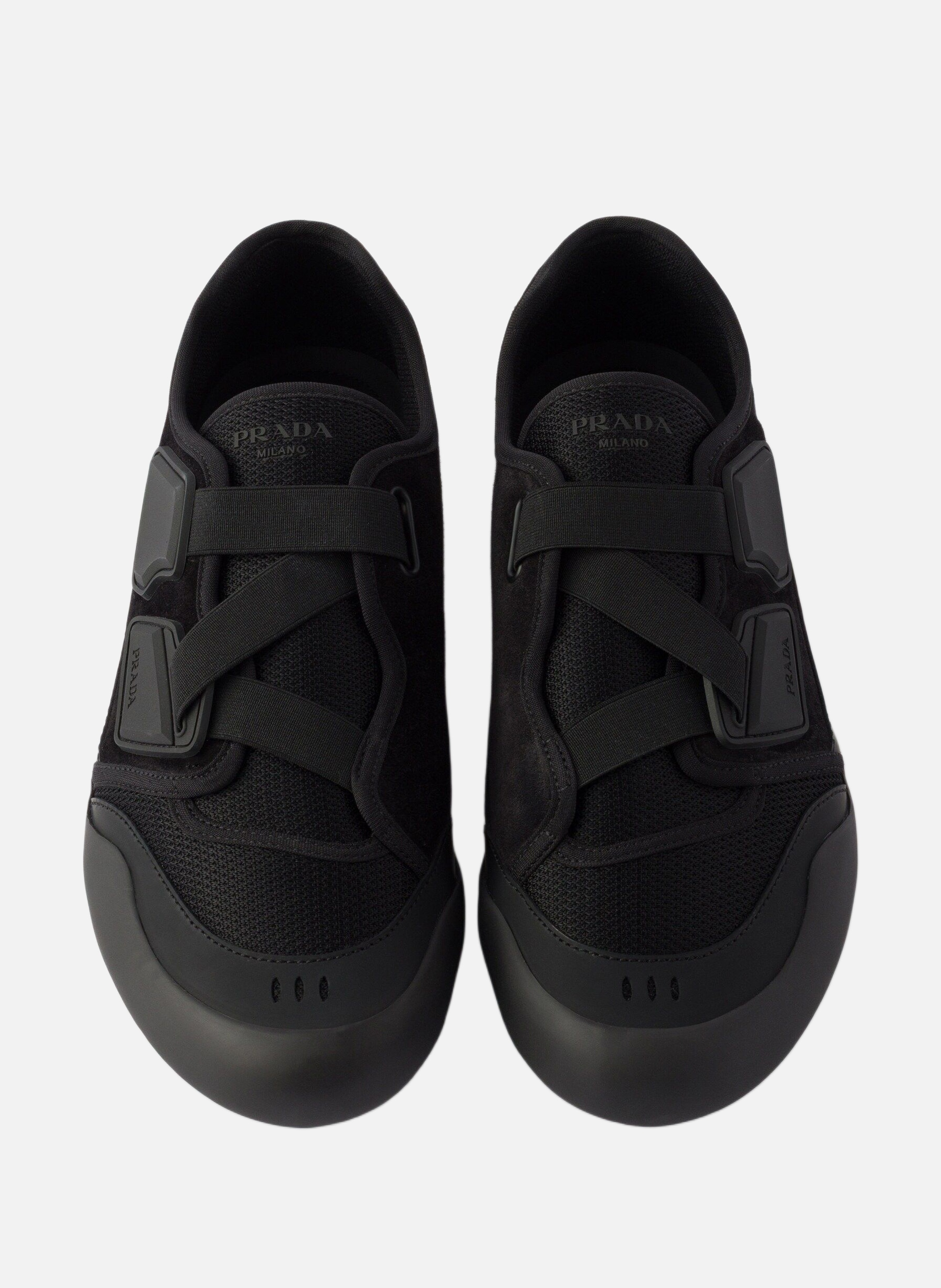 Sneakers speedrock en cuir et tissu mesh PRADA Noir