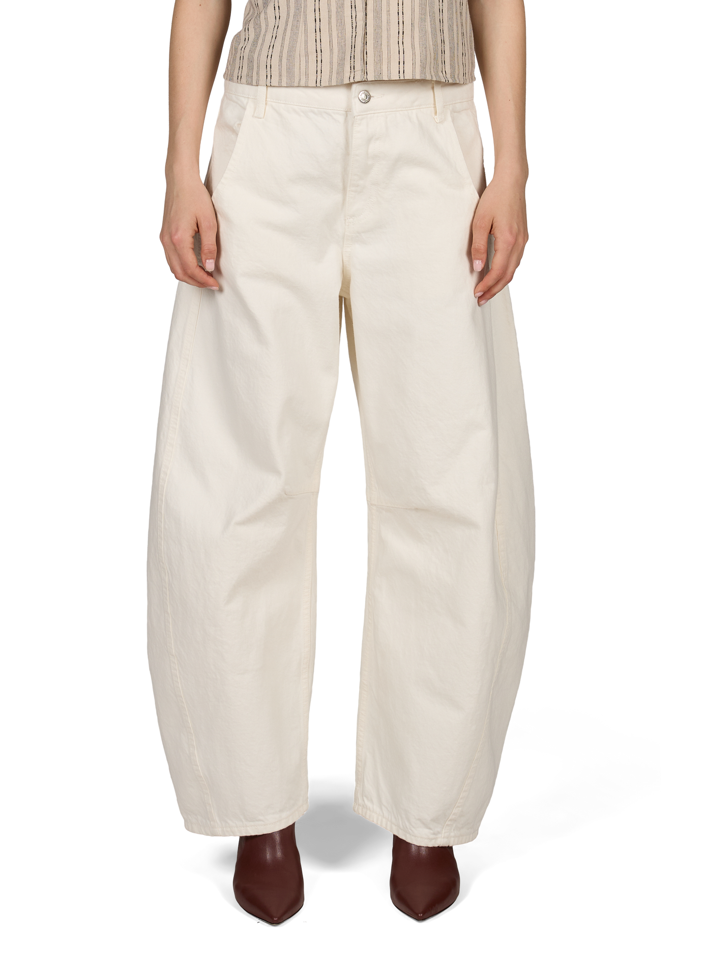 Jean taille haute barrel uni TOPSHOP Blanc