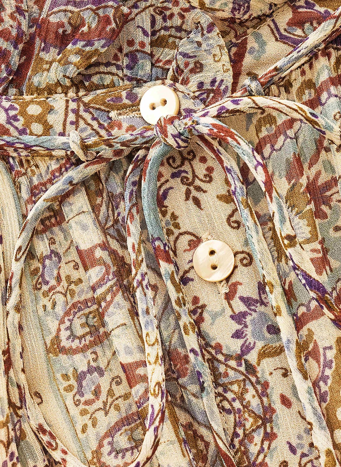 Robe longue imprimée à boutons ciahara BA&SH Bleu