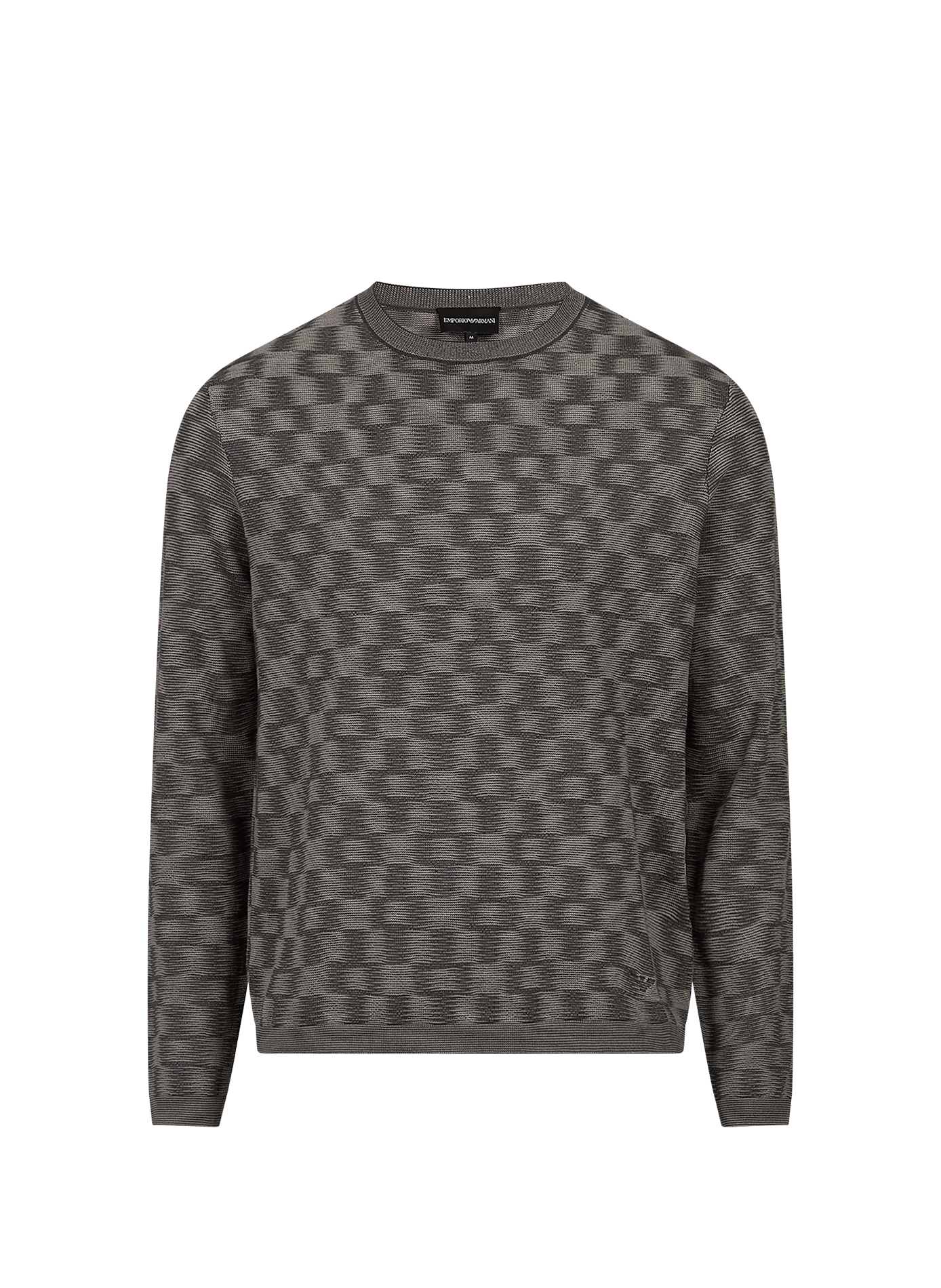 Pull à motif en laine vierge EMPORIO ARMANI Gris