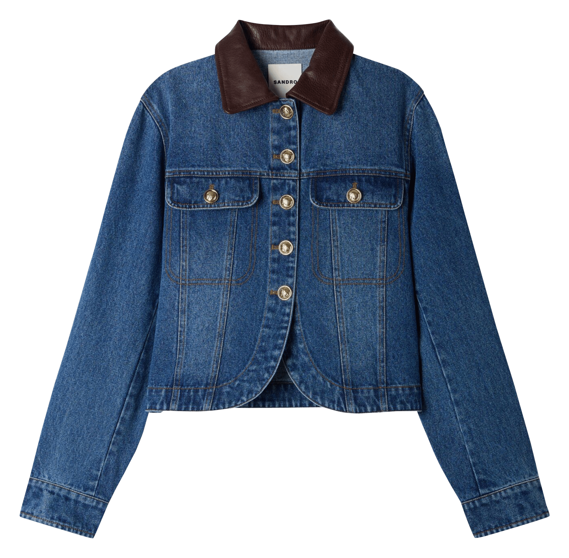Veste denim droite en coton SANDRO Bleu