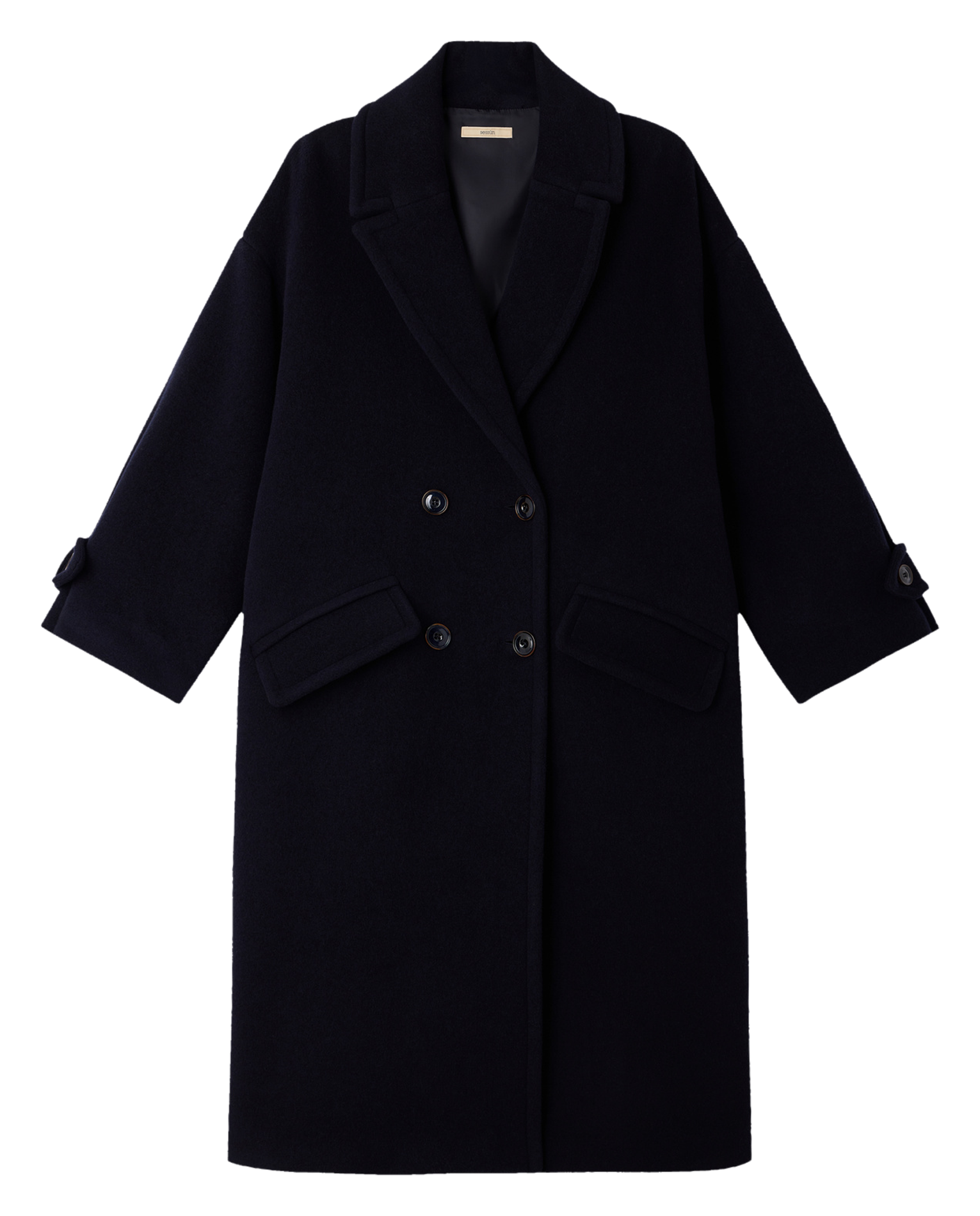 Manteau droit col tailleur en laine mélangée mia SESSUN Bleu
