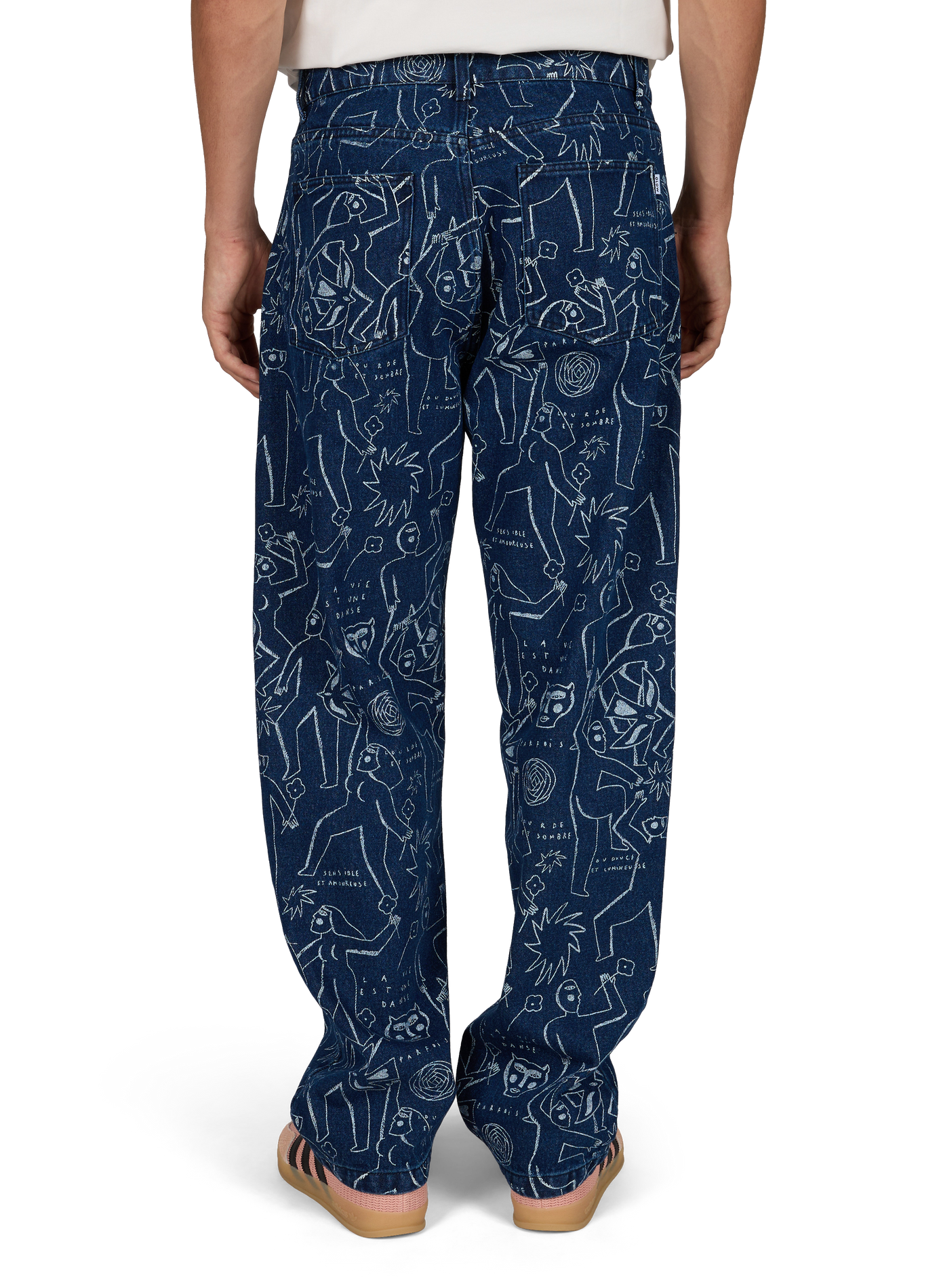 Bedruckte gerade Jeans aus Baumwolle OLOW Blau