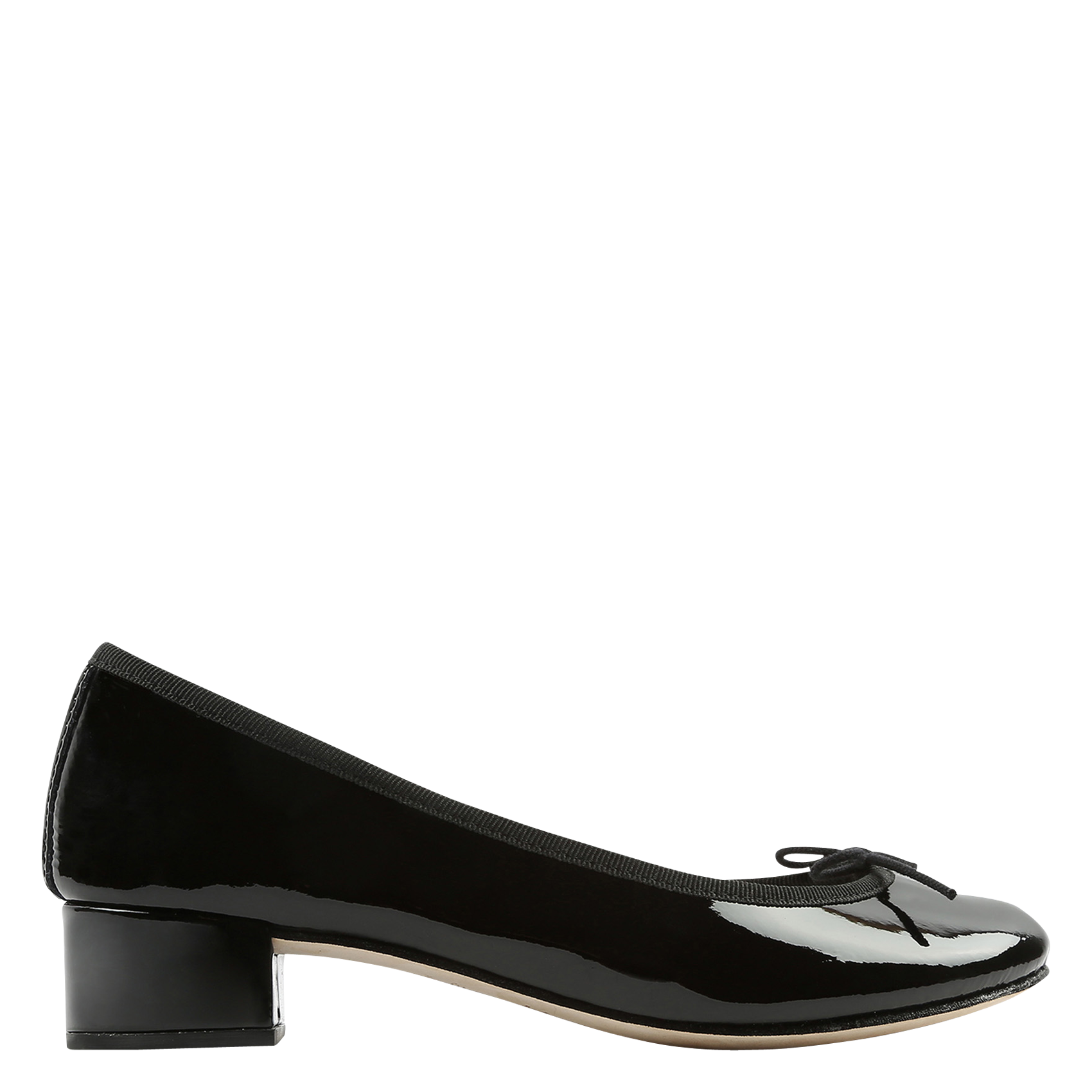 REPETTO Ballerines à talons en cuir vernis camille Noir
