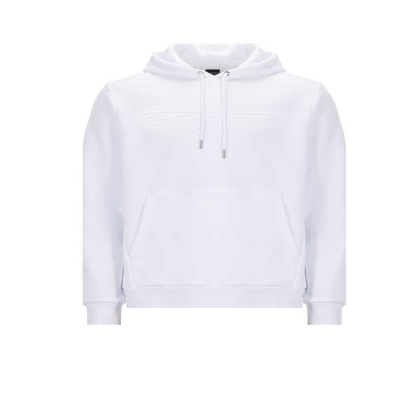 Hackett Organic Cotton-blend Hoodie With Logo In White