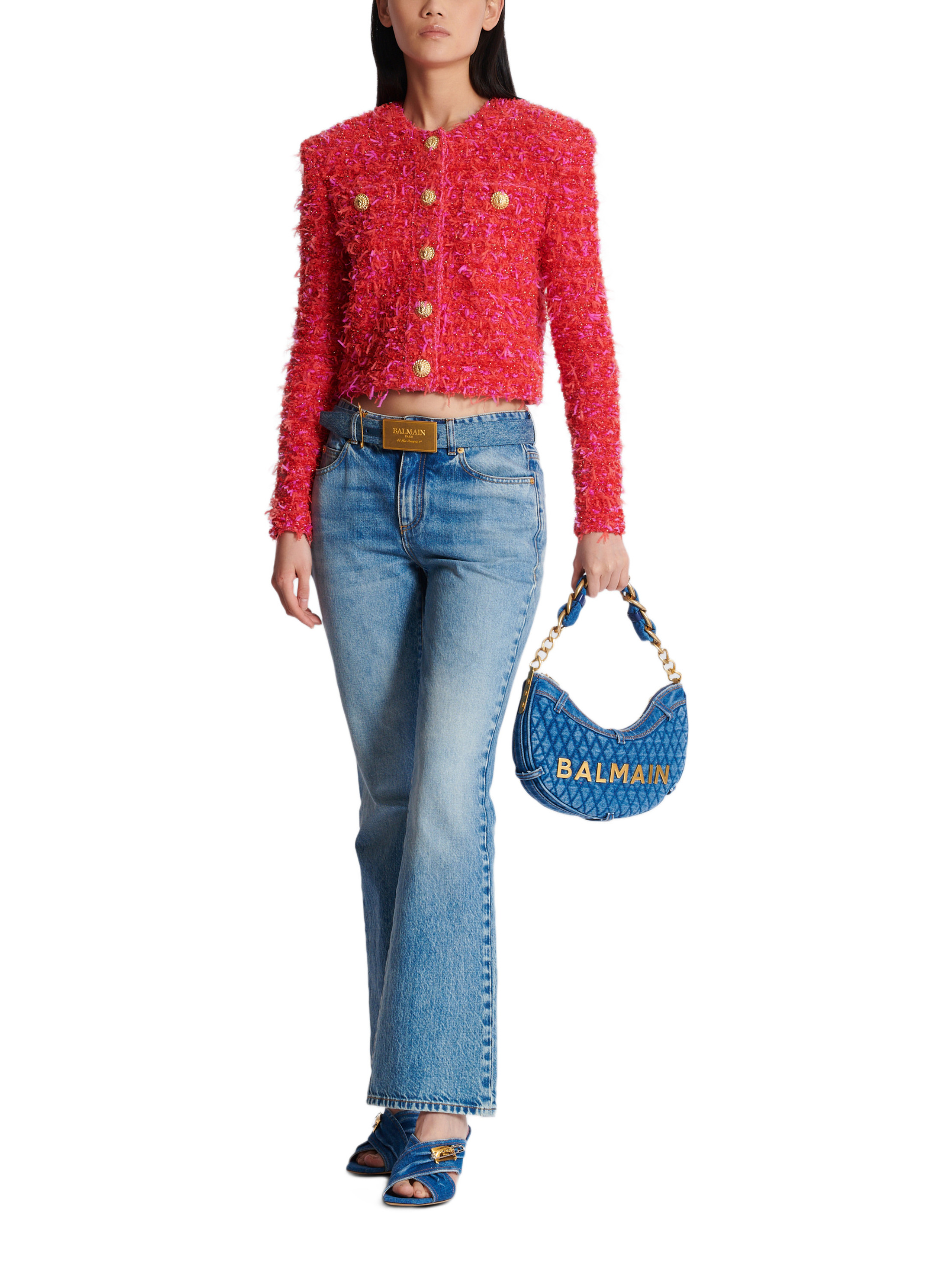 Veste courte en tweed BALMAIN Rouge