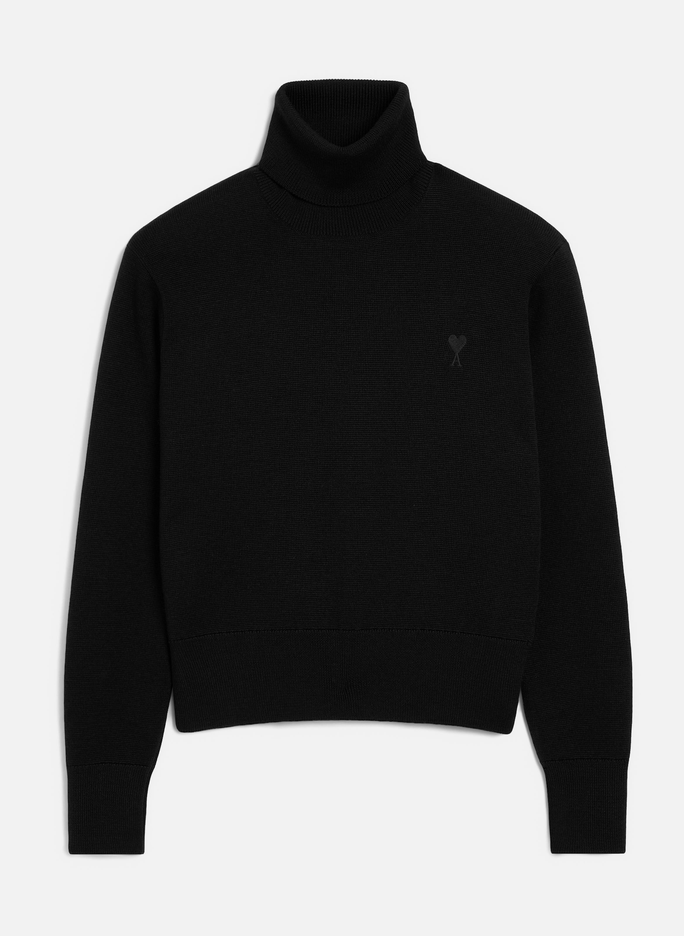 Pull col roulé ami de coeur en laine AMI PARIS Noir