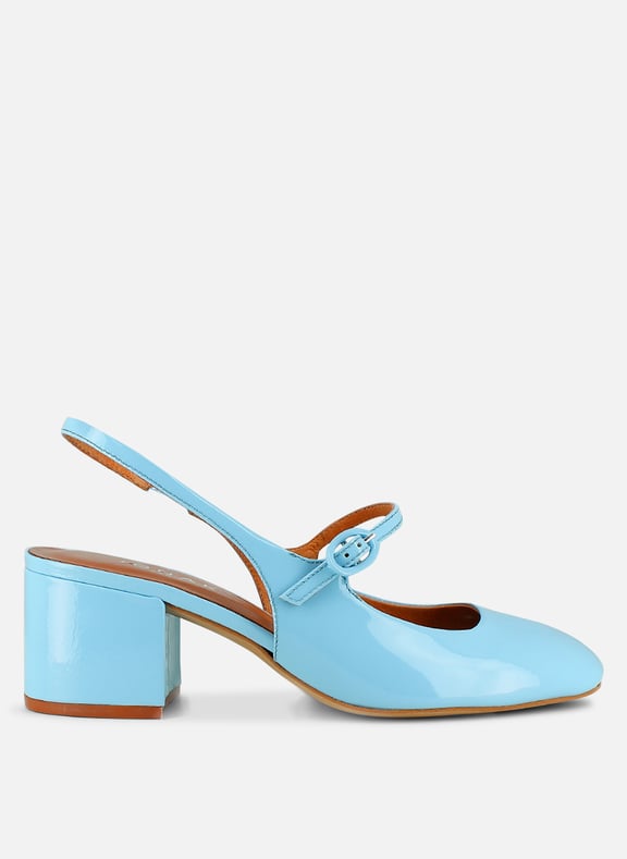 Sandales vernies à talons en cuir dauphine Bleu by JONAK JONAK Sandales vernies à talons en cuir dauphine Bleu