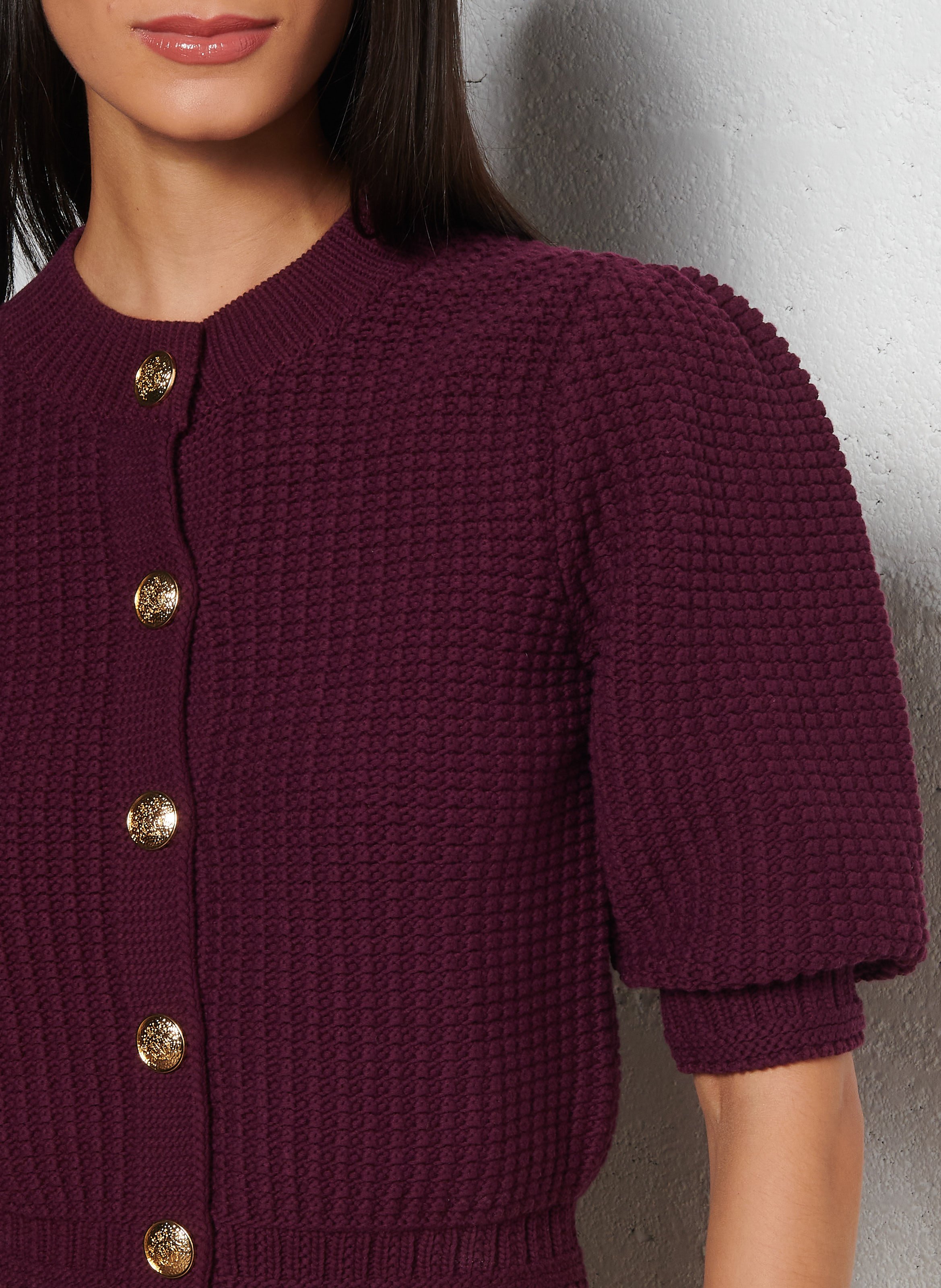 Gilet droit en coton mélangé garance BA&SH Violet