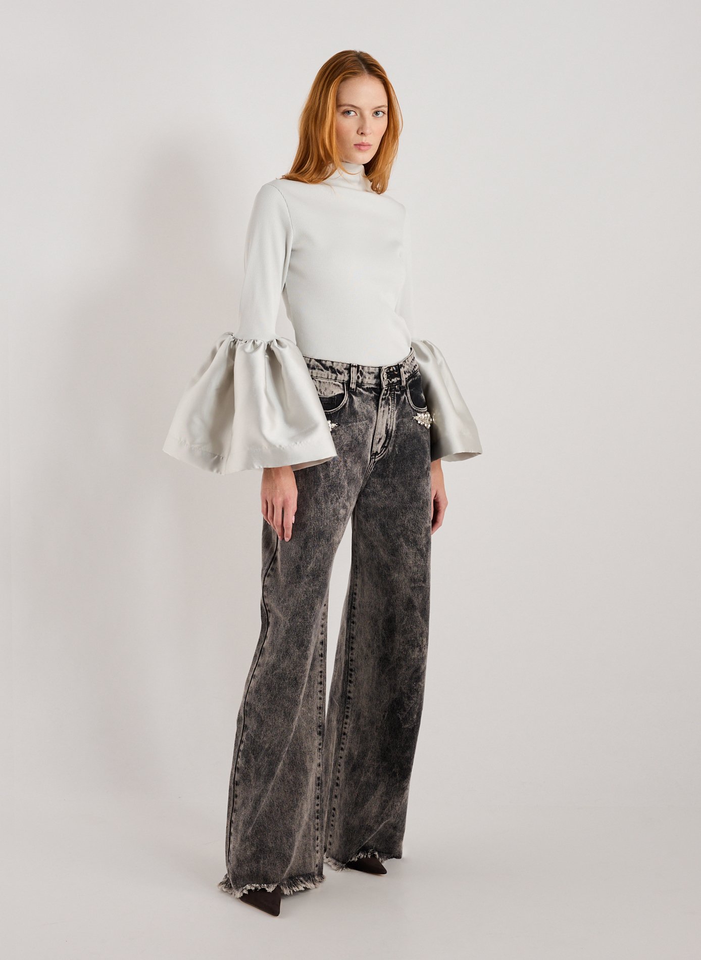 Jean large délavé en coton MARQUES ALMEIDA Noir