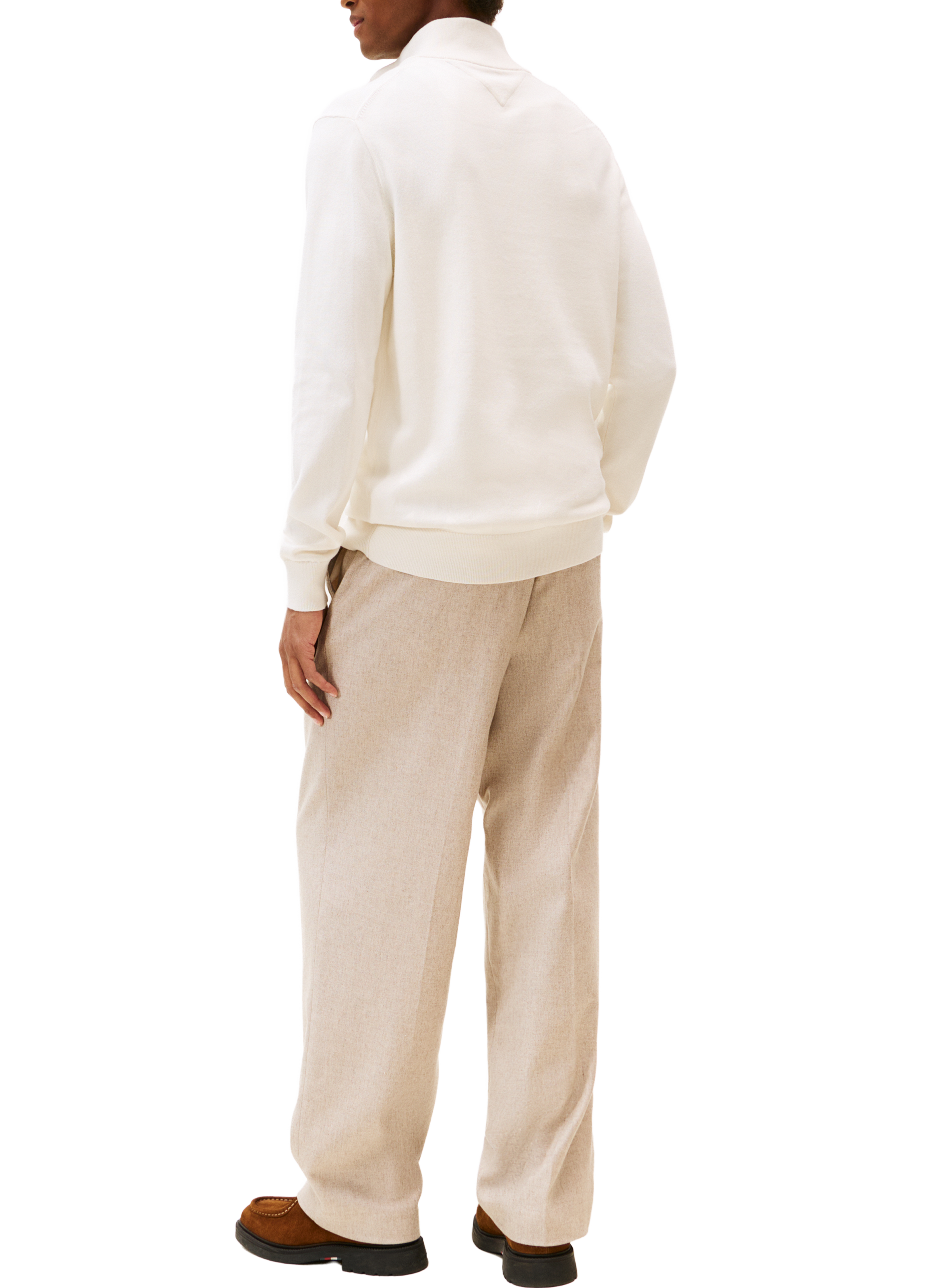 Cotton high-neck jumper Beige