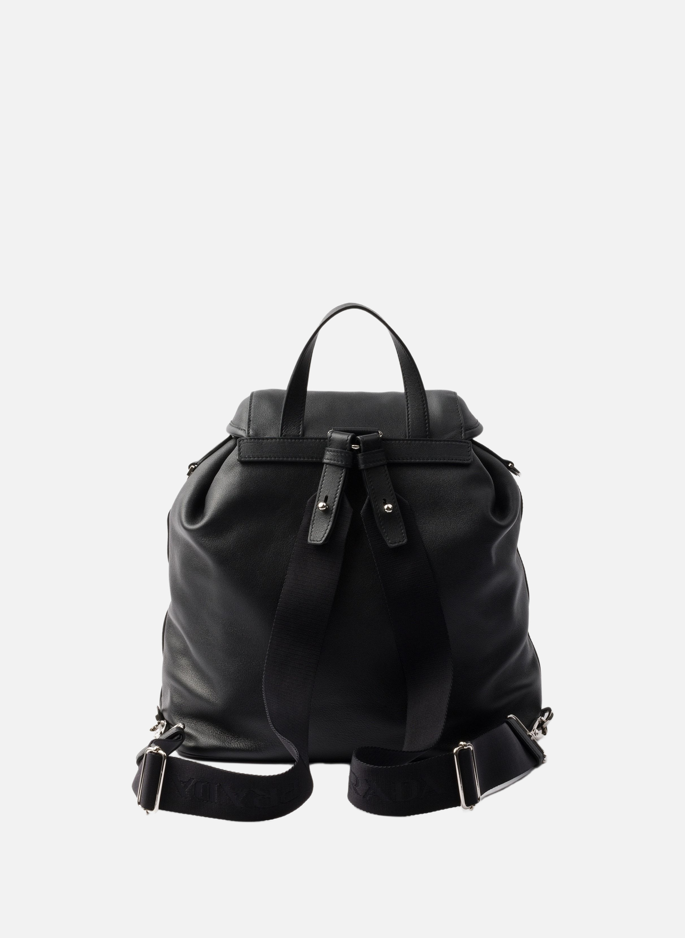 Sac à dos en cuir de taille moyenne PRADA Noir