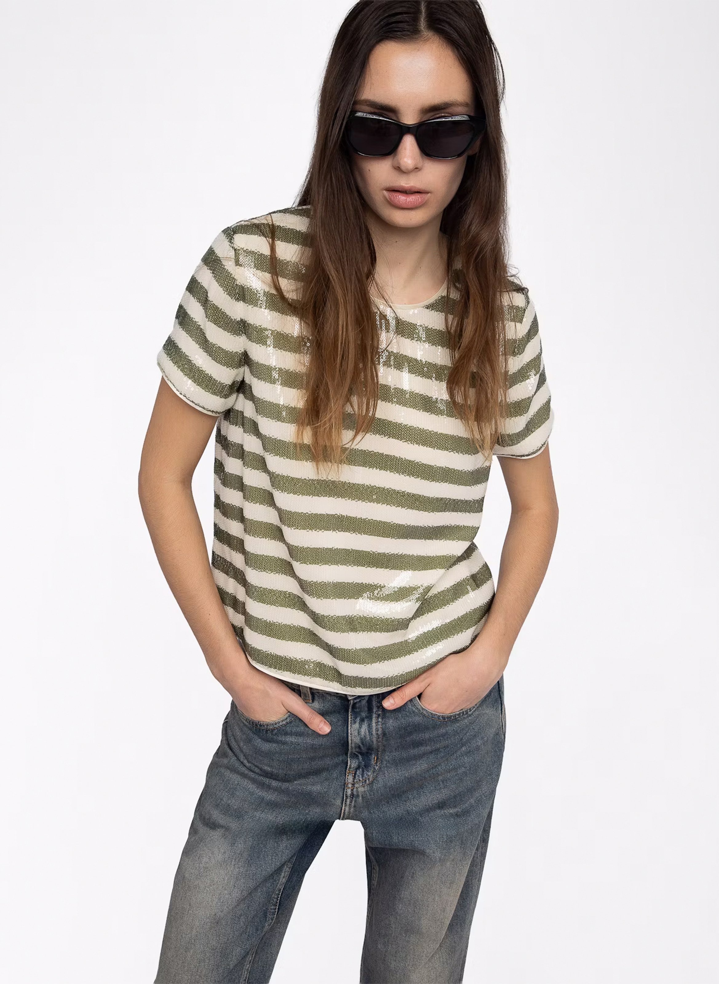 Top col rond à sequins tchao ZADIG&VOLTAIRE Vert