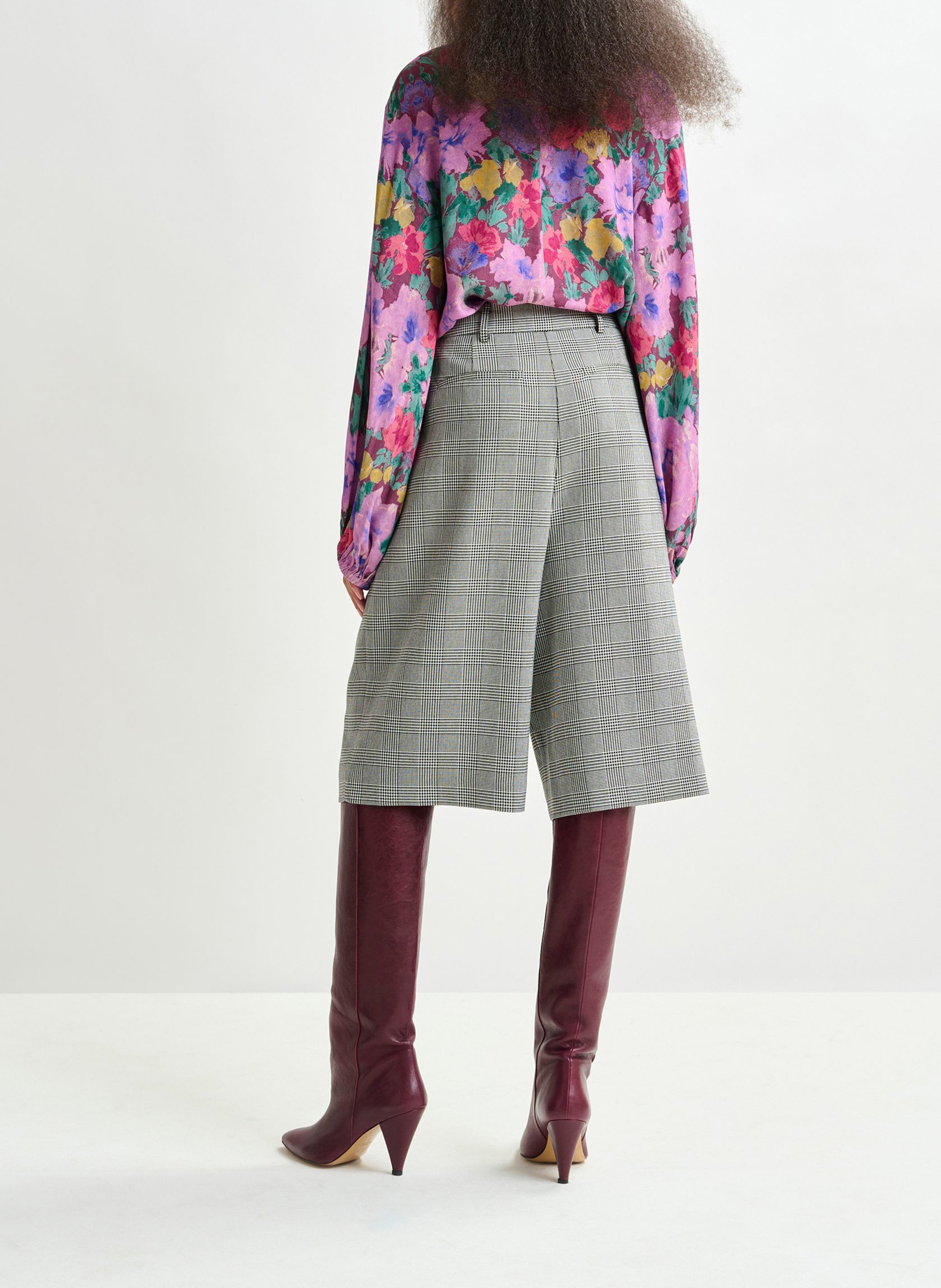 Bermuda taille haute à carreaux intro ESSENTIEL ANTWERP Gris