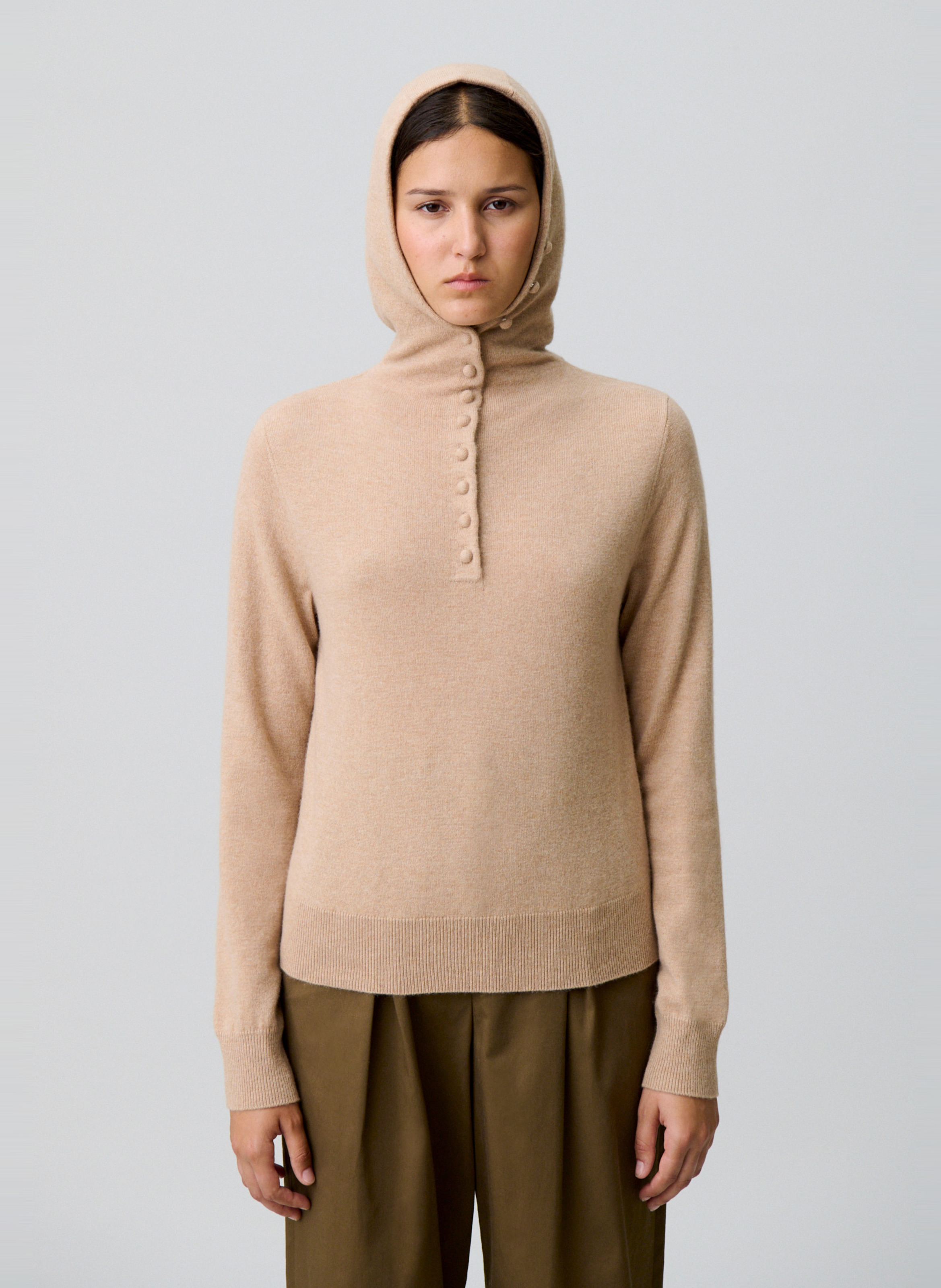 Pull à capuche en laine mélangée melcome CLAUDIE PIERLOT Beige