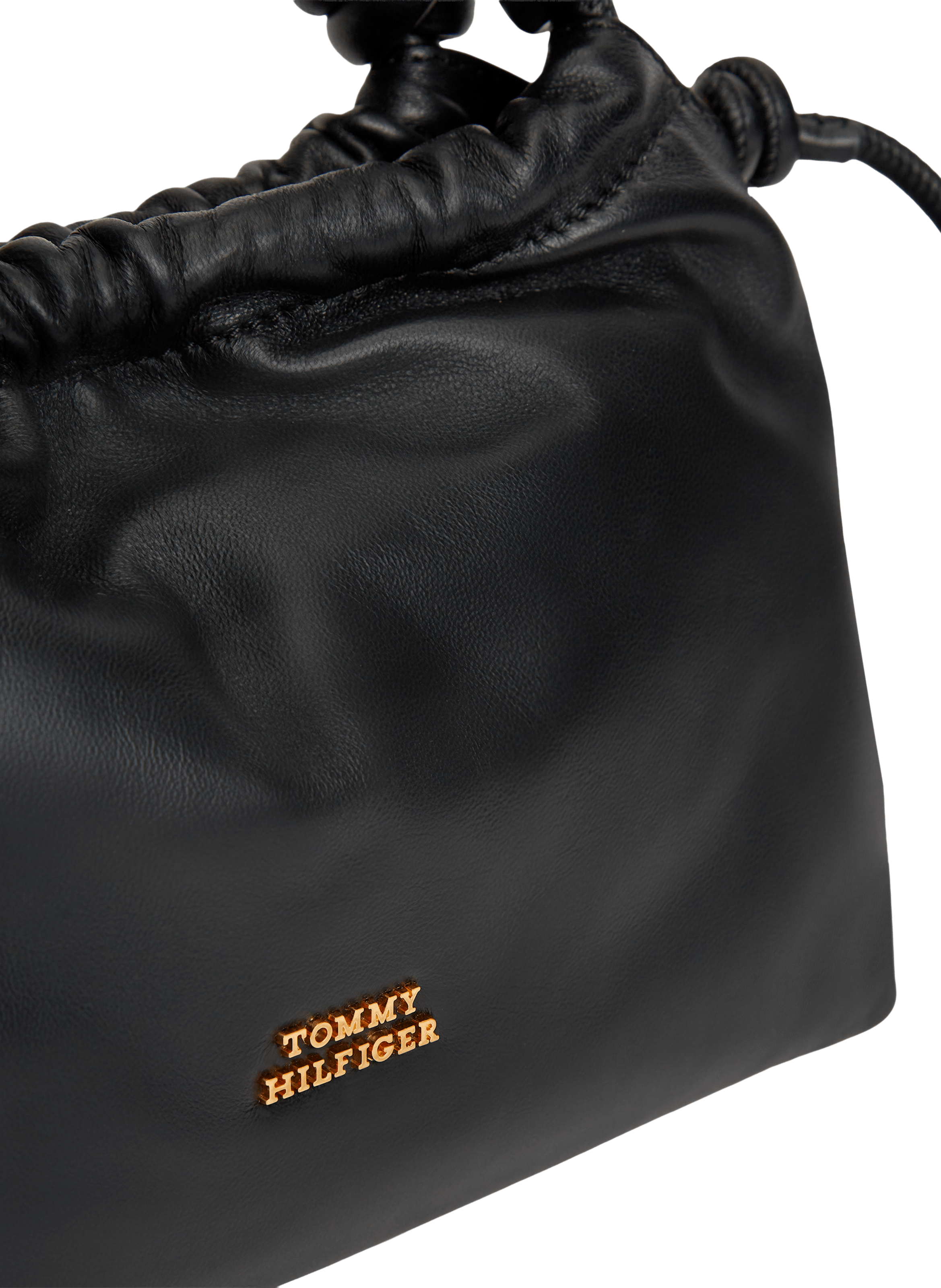 Soft leather shoulder bag TOMMY HILFIGER Black