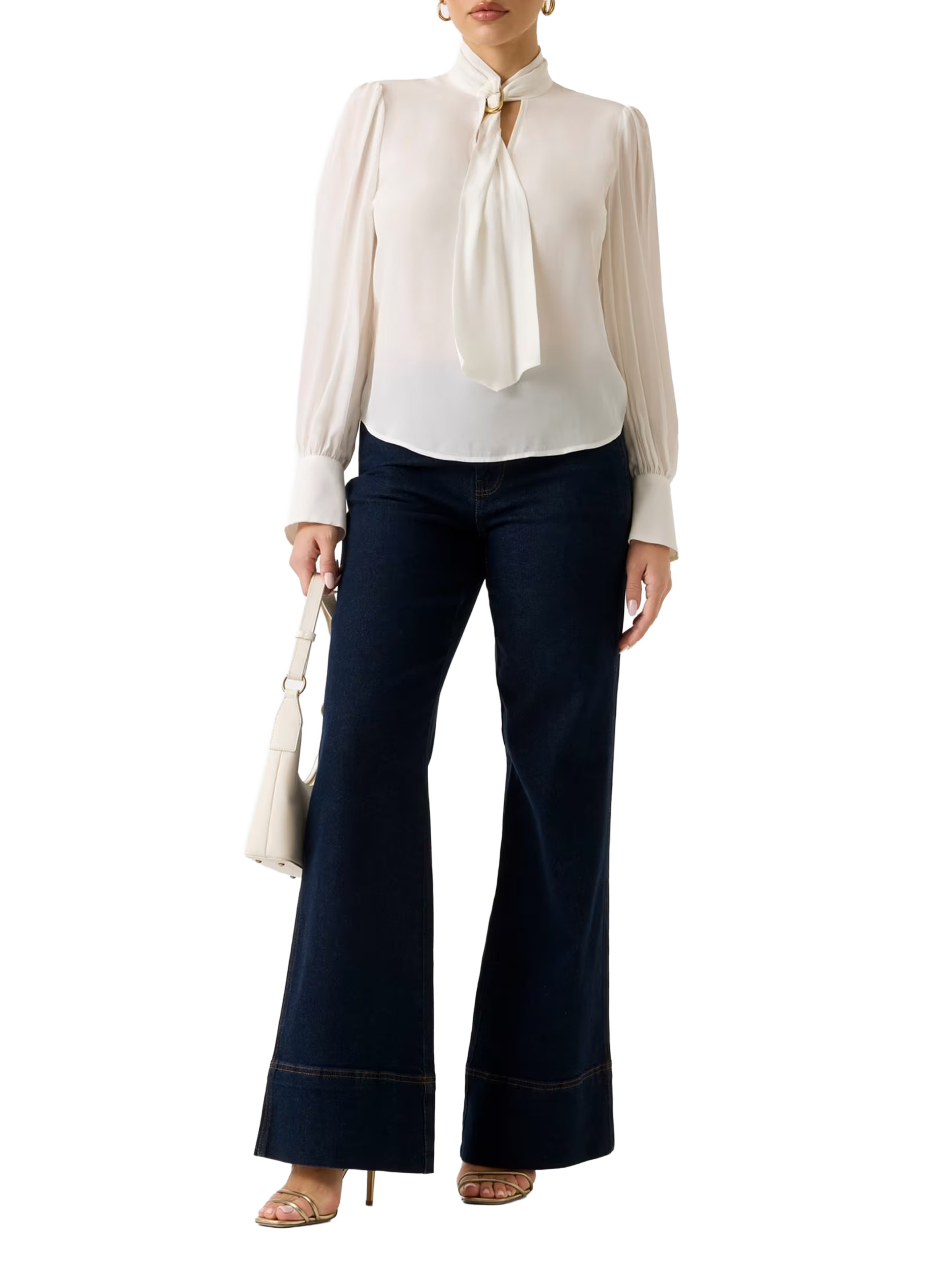 Blouse with long-sleeved tie GUESS Beige
