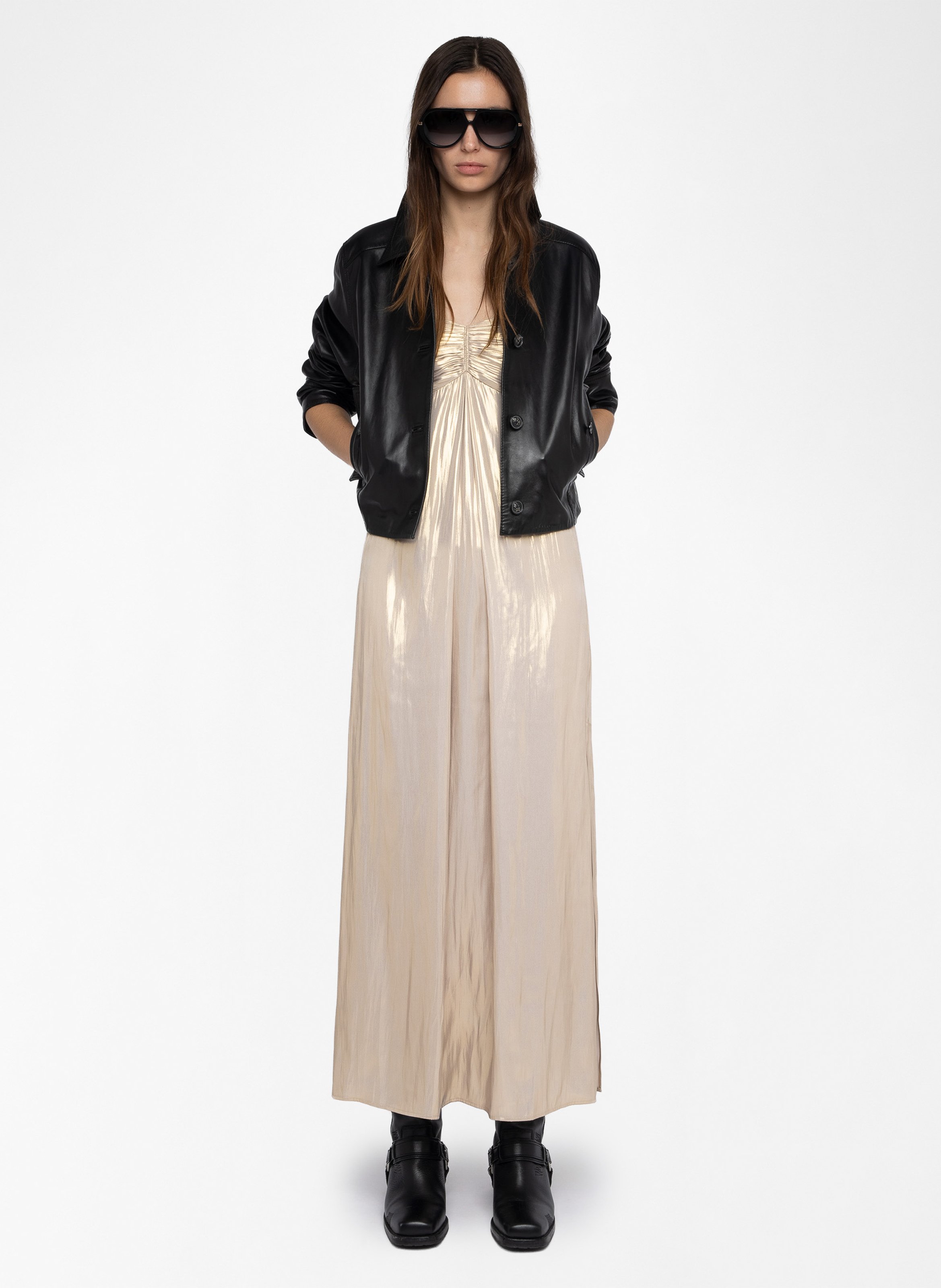 Robe longue en satin métallisé rippie ZADIG&VOLTAIRE Jaune