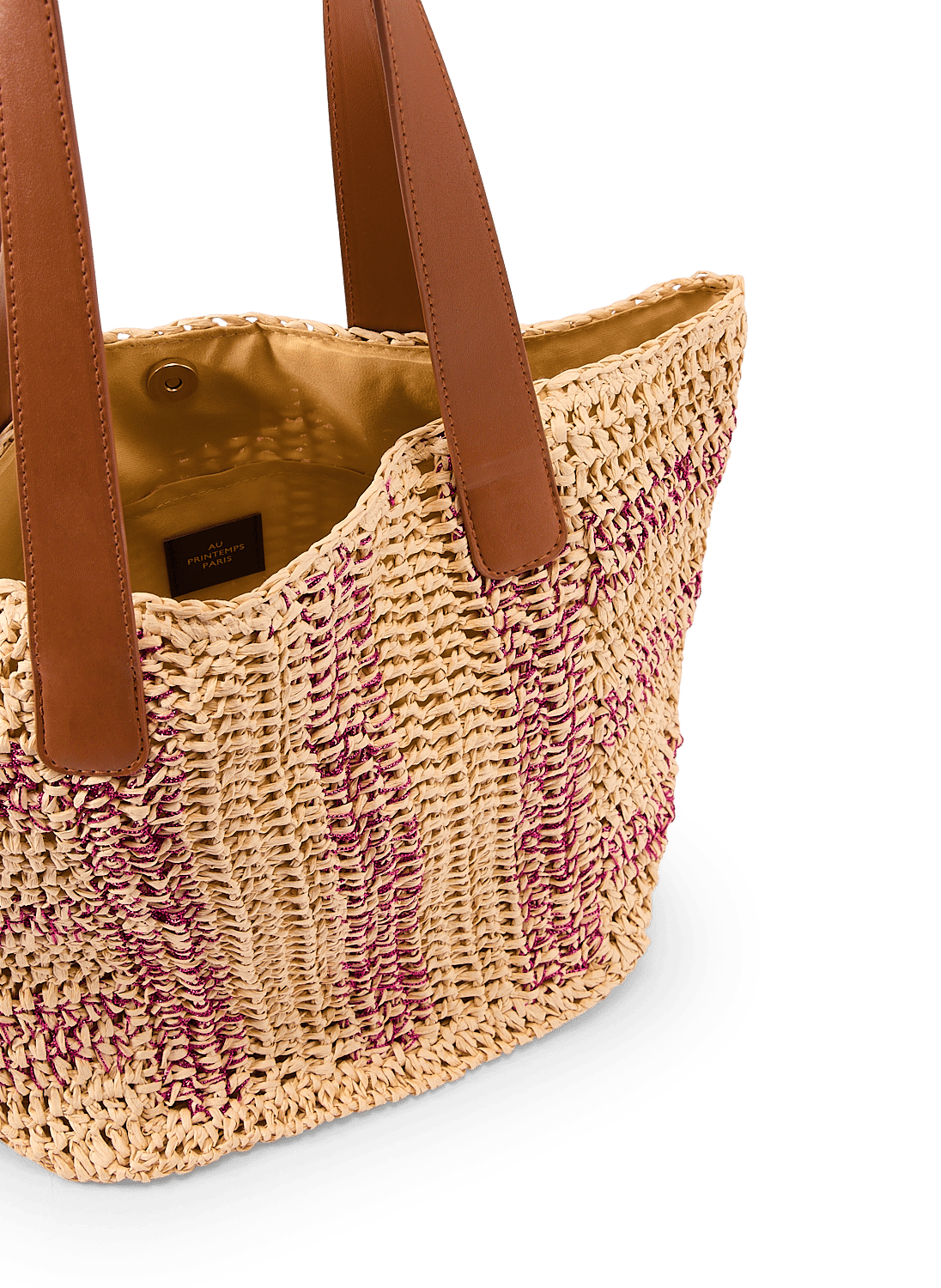 Basket bag with golden stripes AU PRINTEMPS PARIS Pink