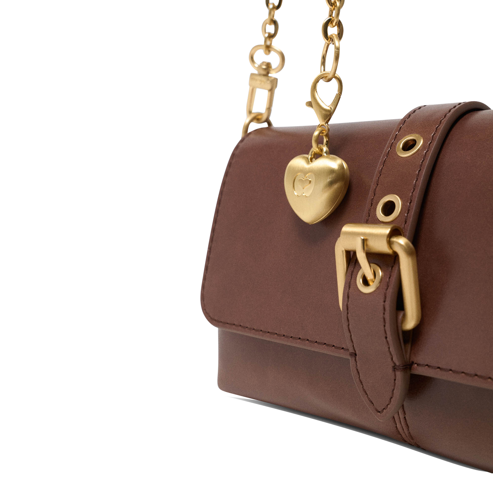 Sac bandoulière à rabat en cuir miss m MAJE Marron