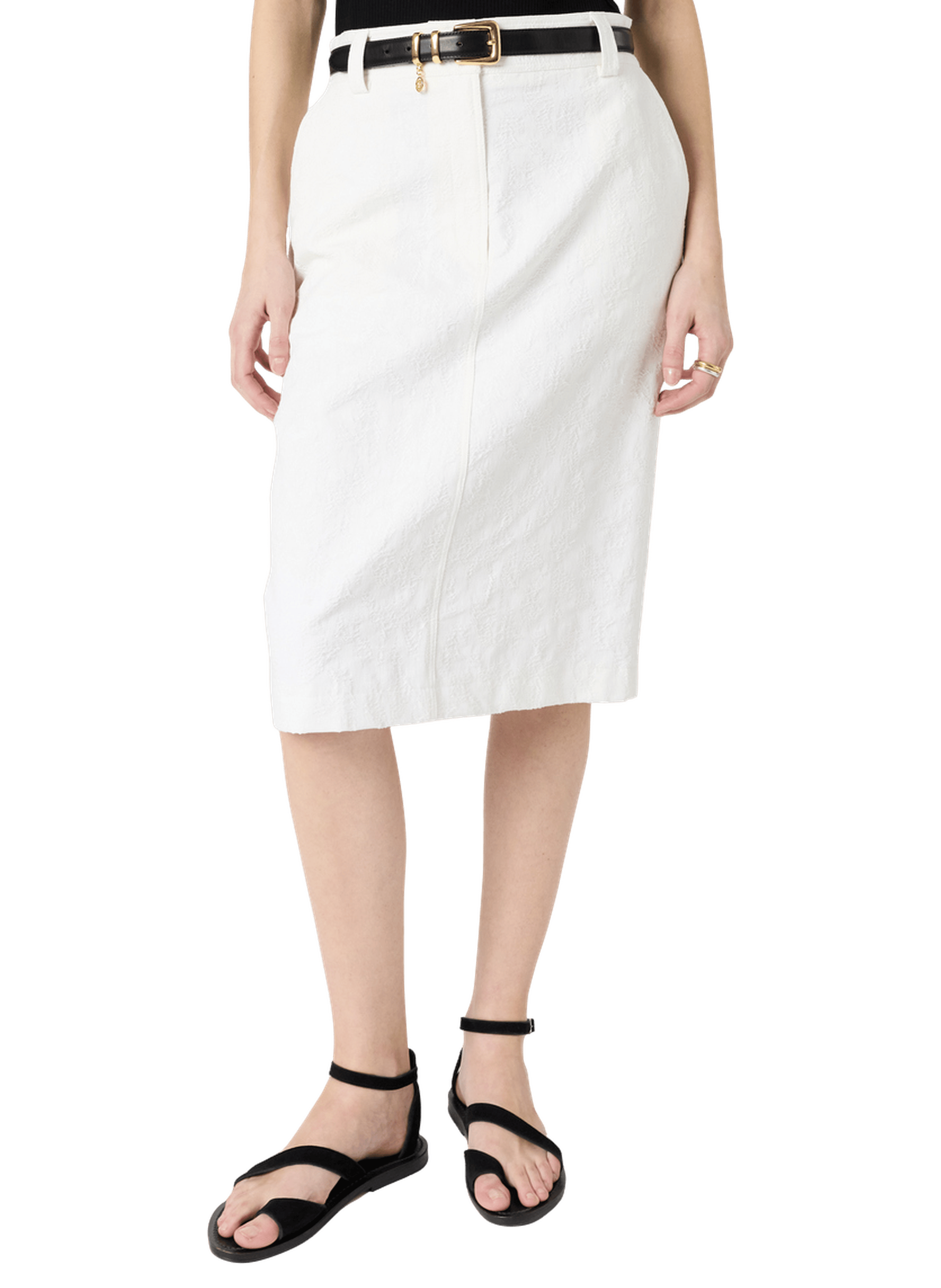 Jupe droite en jacquard - jalila GERARD DAREL Blanc