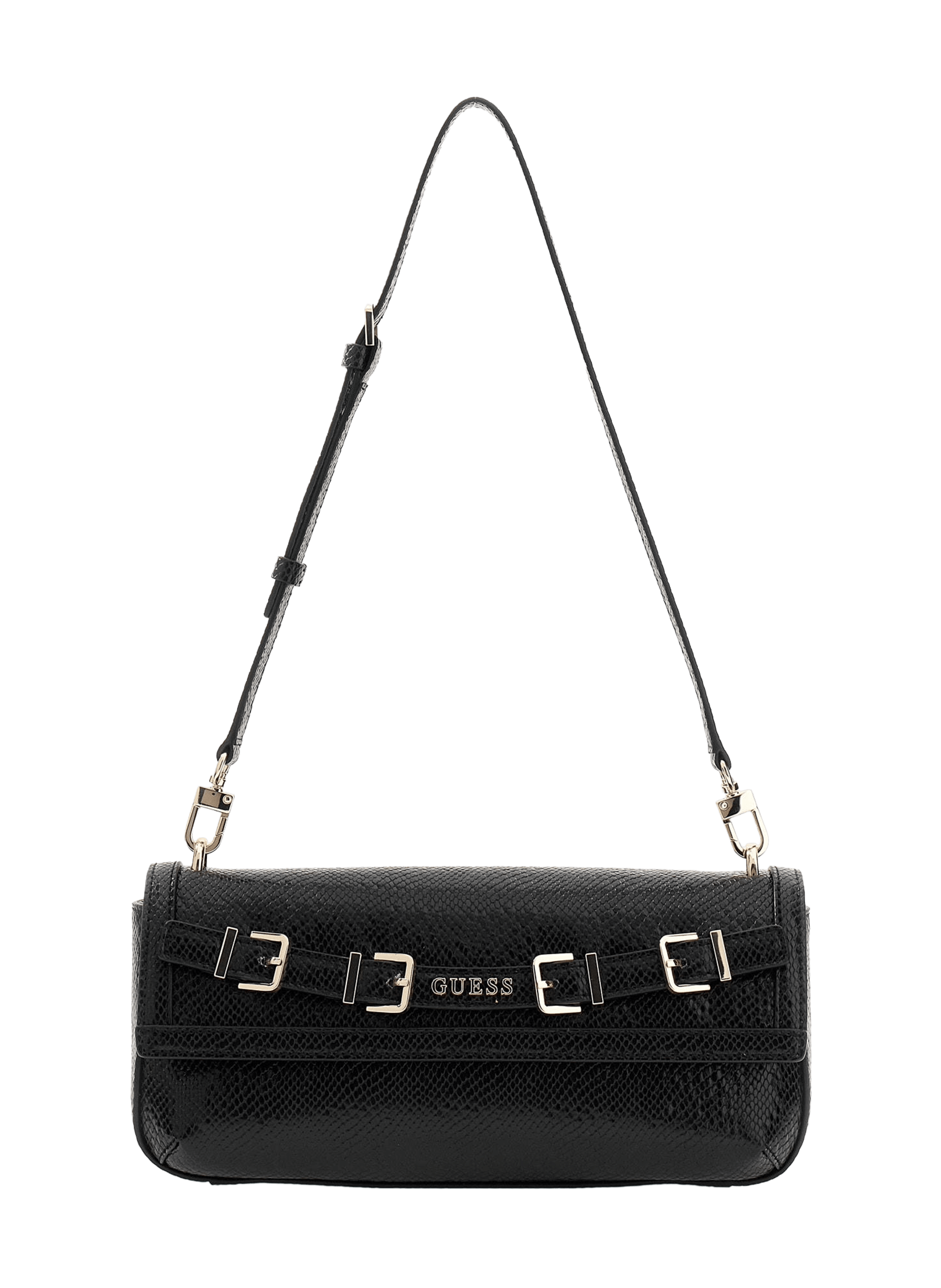 Borsa lucida testurizzata a tracolla GUESS Nero