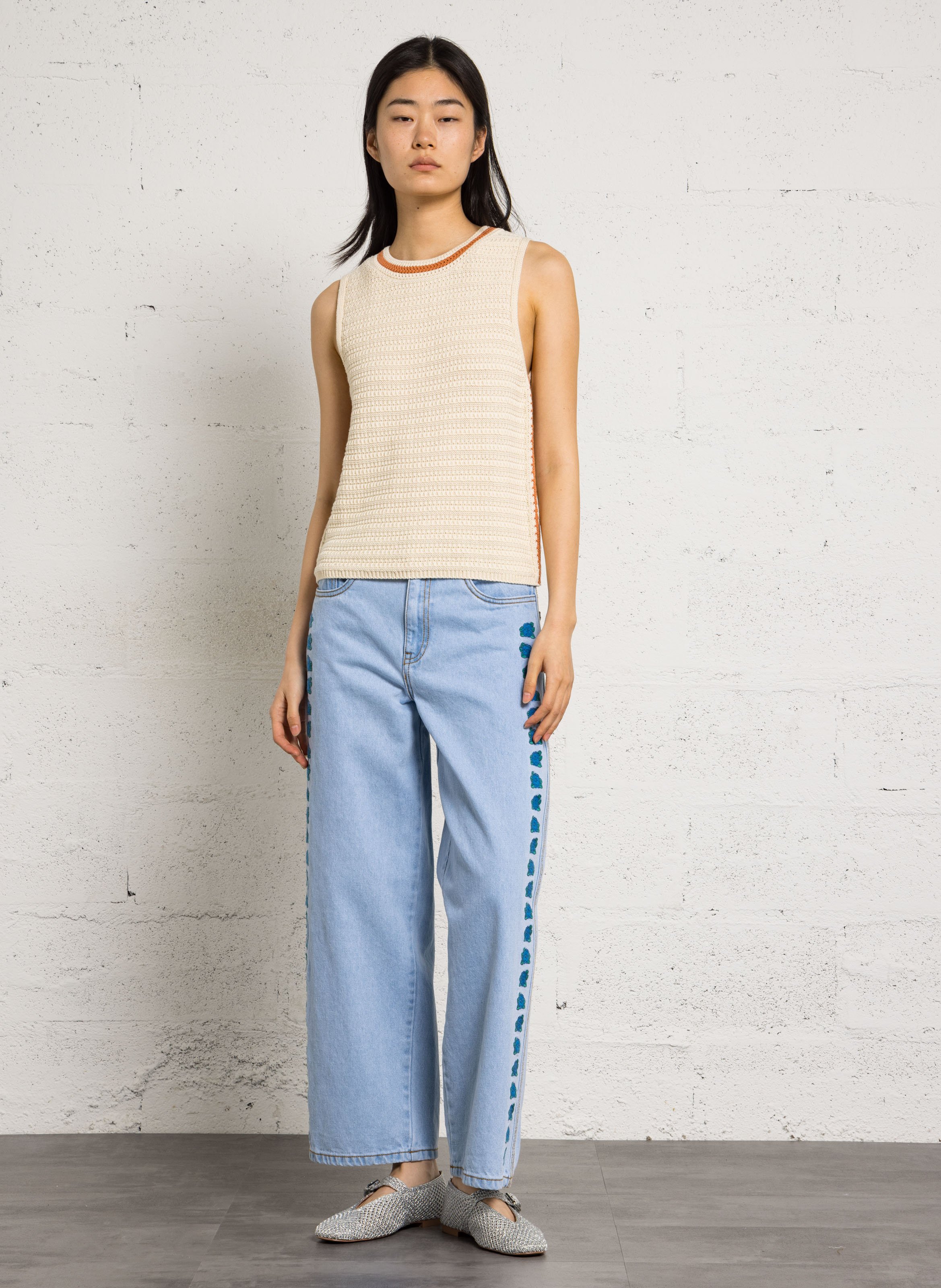 Pull droit col rond en coton pavana MAISON 123 Beige