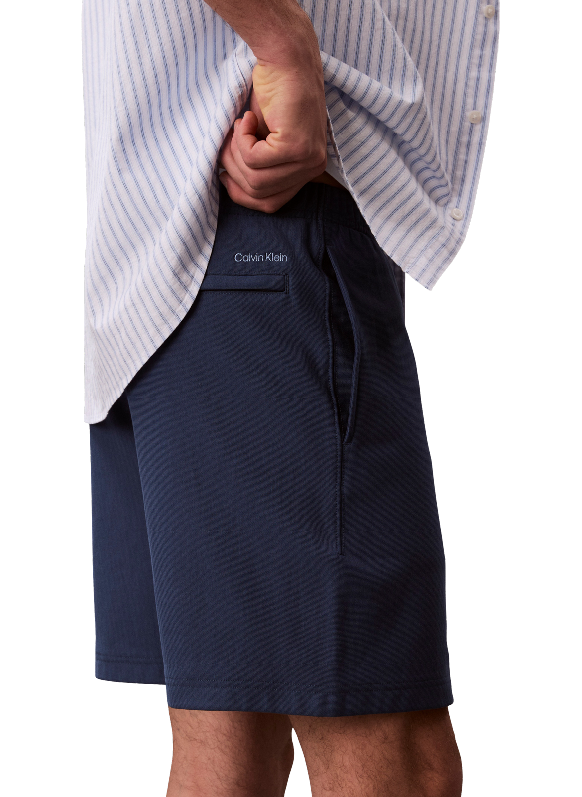 Kurzes T-Shirt mit Logo aus Baumwollmischung CALVIN KLEIN Blau