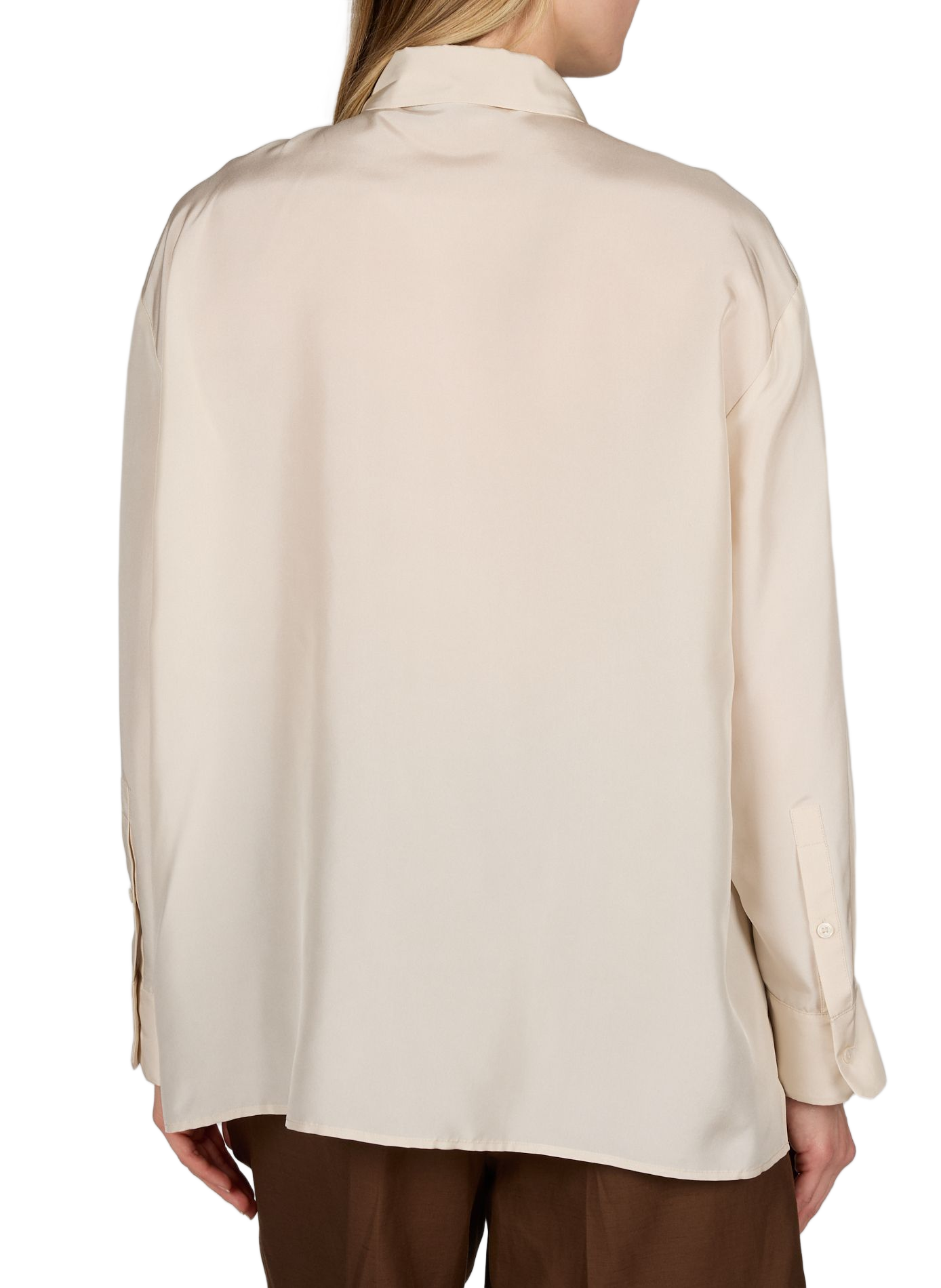 Blusa recta de seda habotai Beige