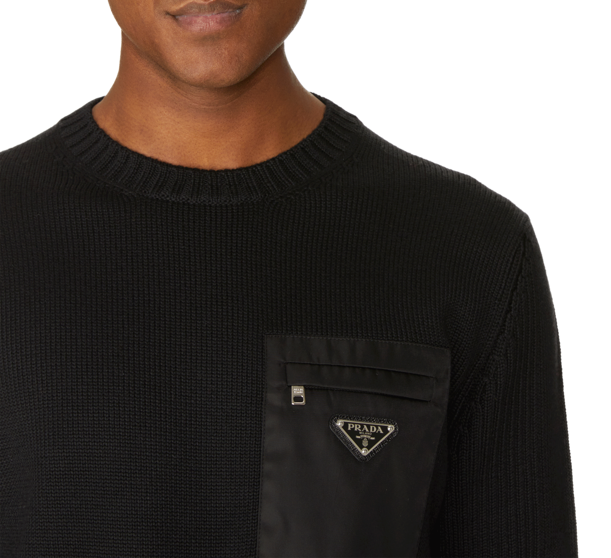 Sweatshirt in virgin wool PRADA Black