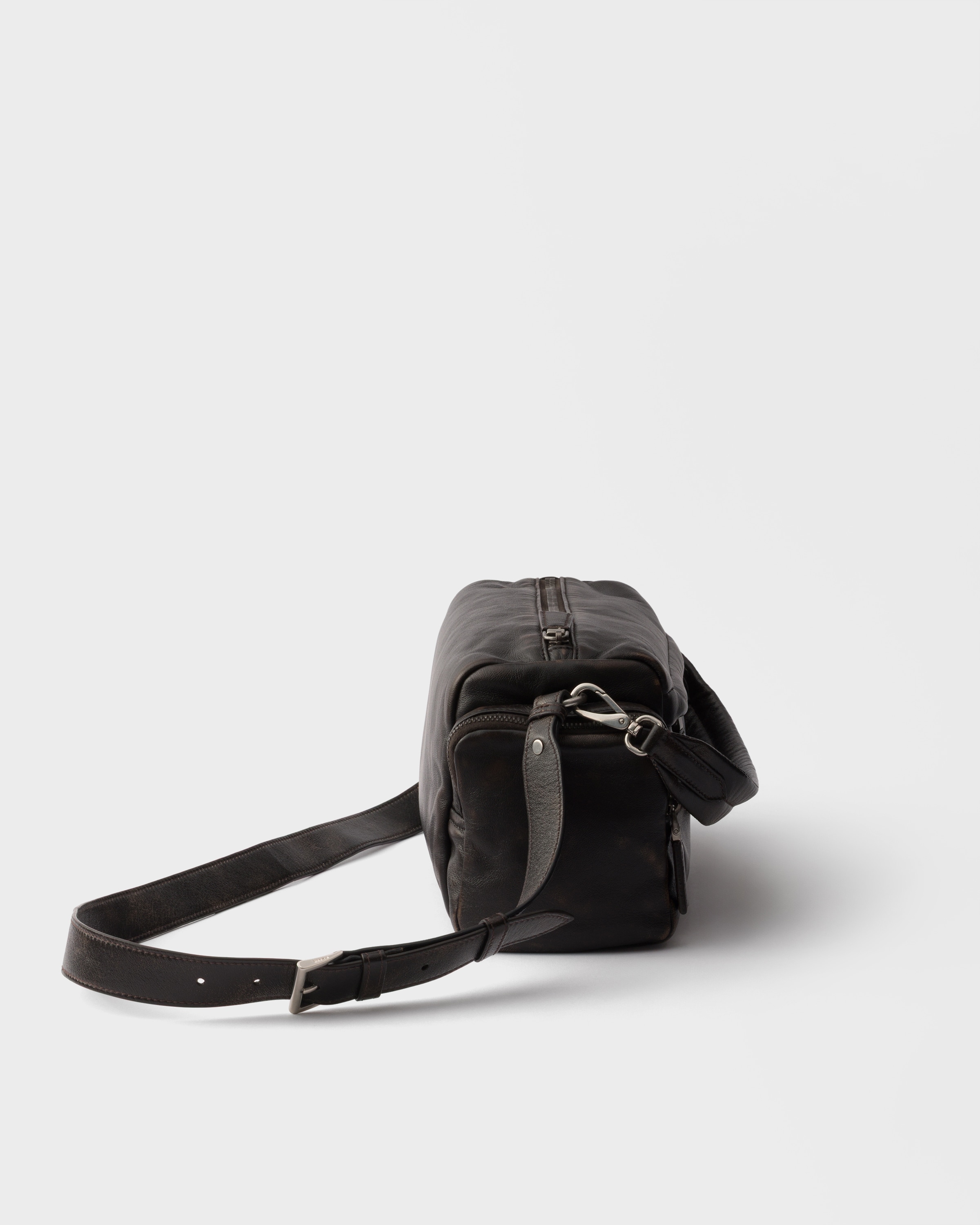 Sac porté épaule en cuir nappa vieilli PRADA Marron