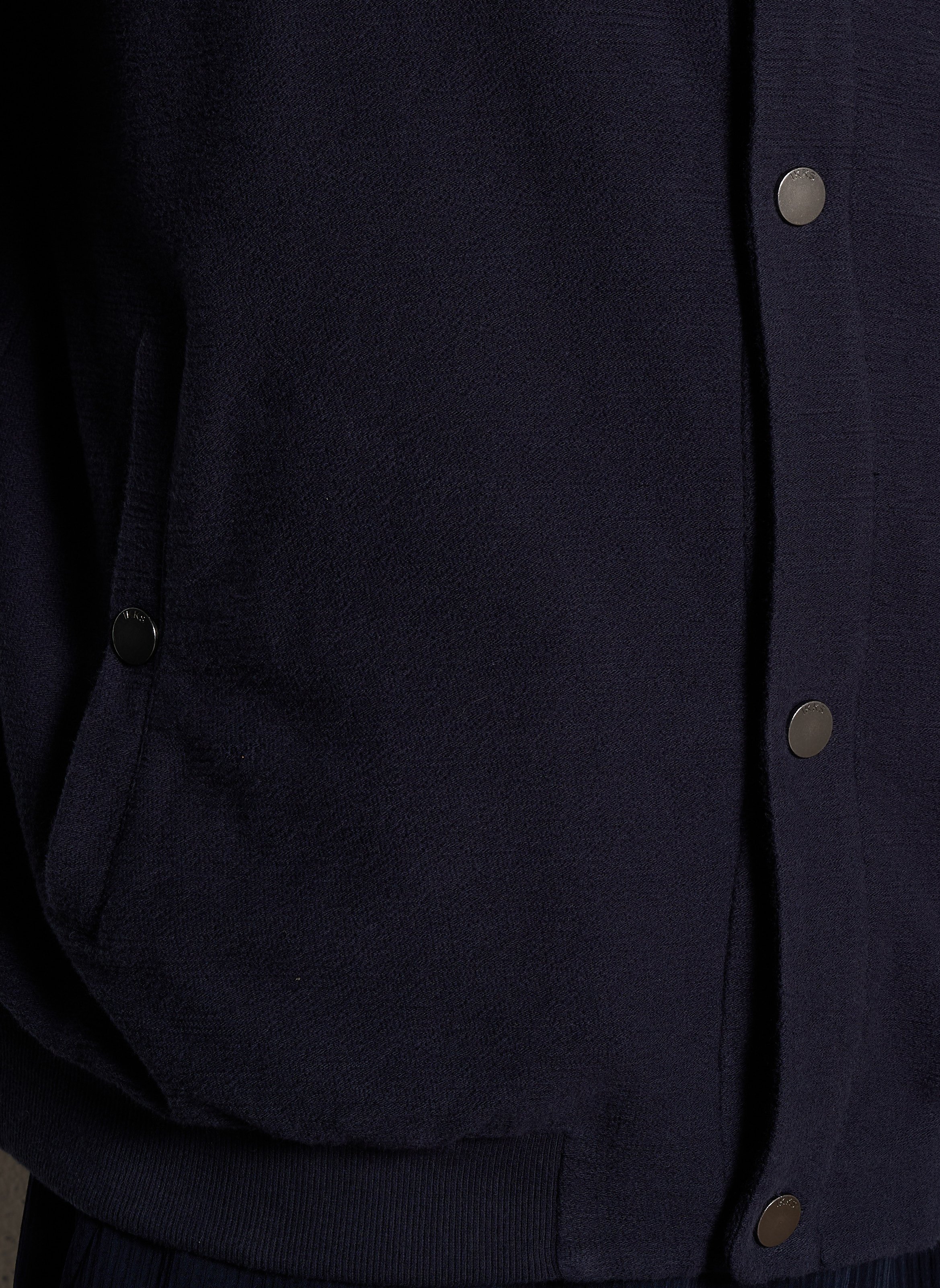Cardigan boutonné à capuche en maille unie IKKS Bleu