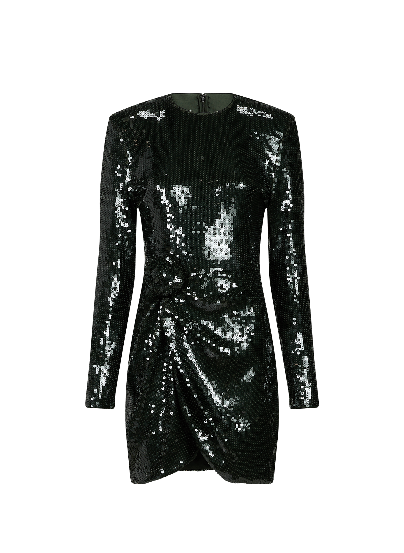 Short dress with sequins and bow at the waist ROTATE Green