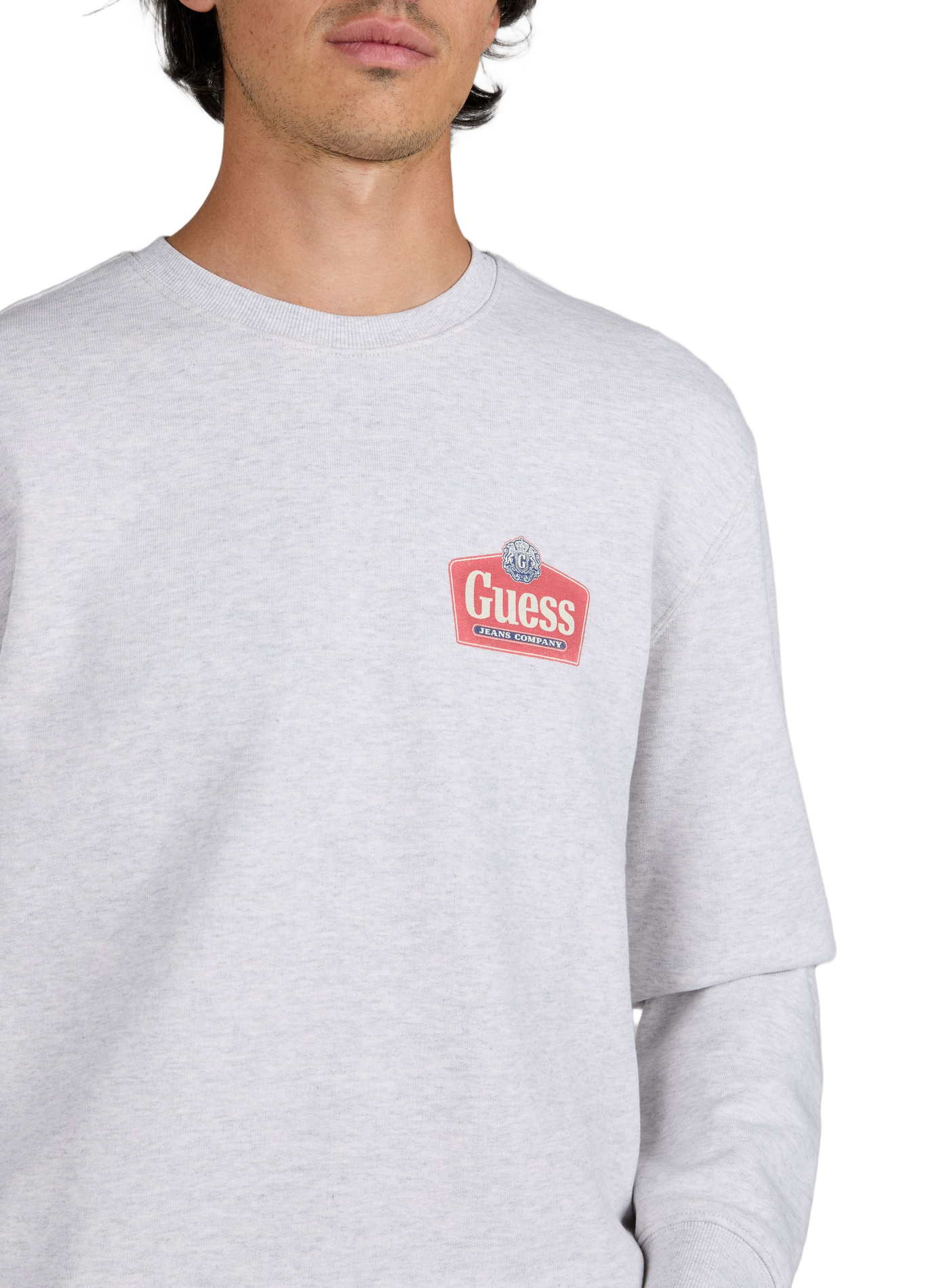 Gerader Baumwoll-Sweater GUESS Grau