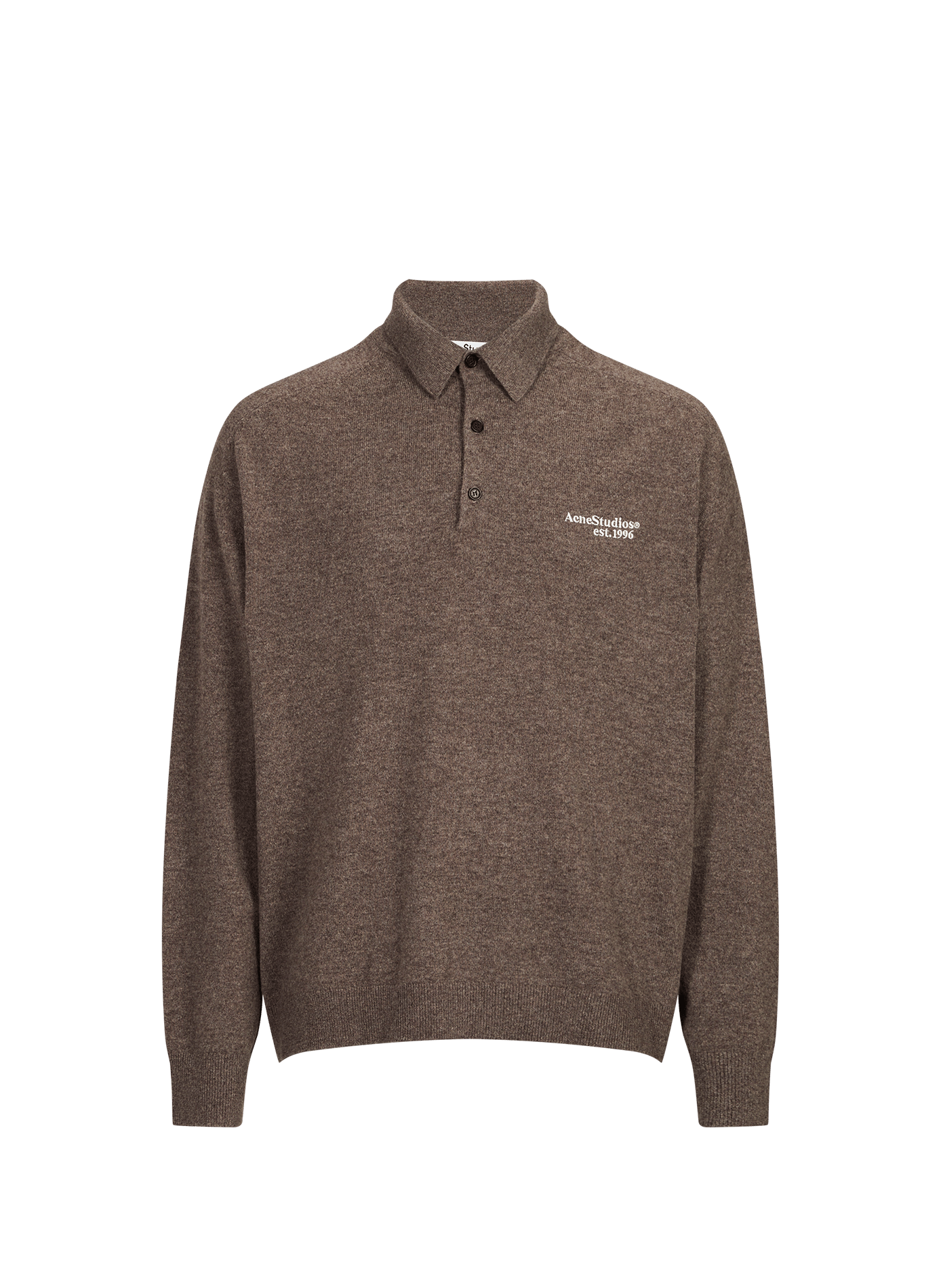 Pull col polo ample en laine ACNE STUDIOS Marron