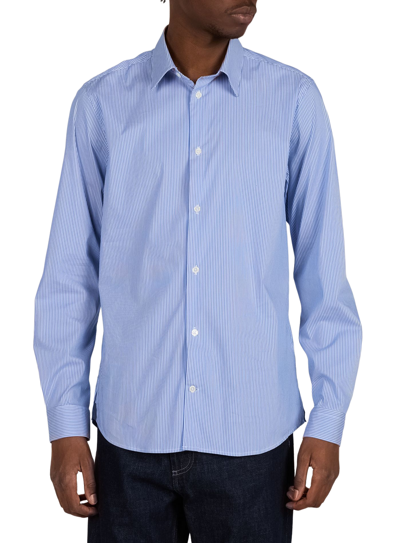 Slim-fit cotton shirt | Blue AU PRINTEMPS PARIS Men