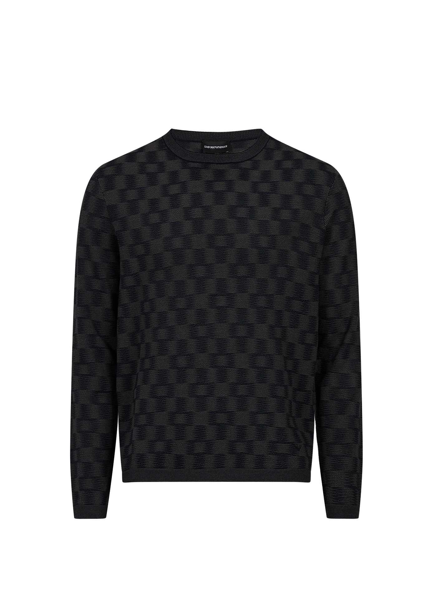 Pull à motif en laine vierge EMPORIO ARMANI Bleu