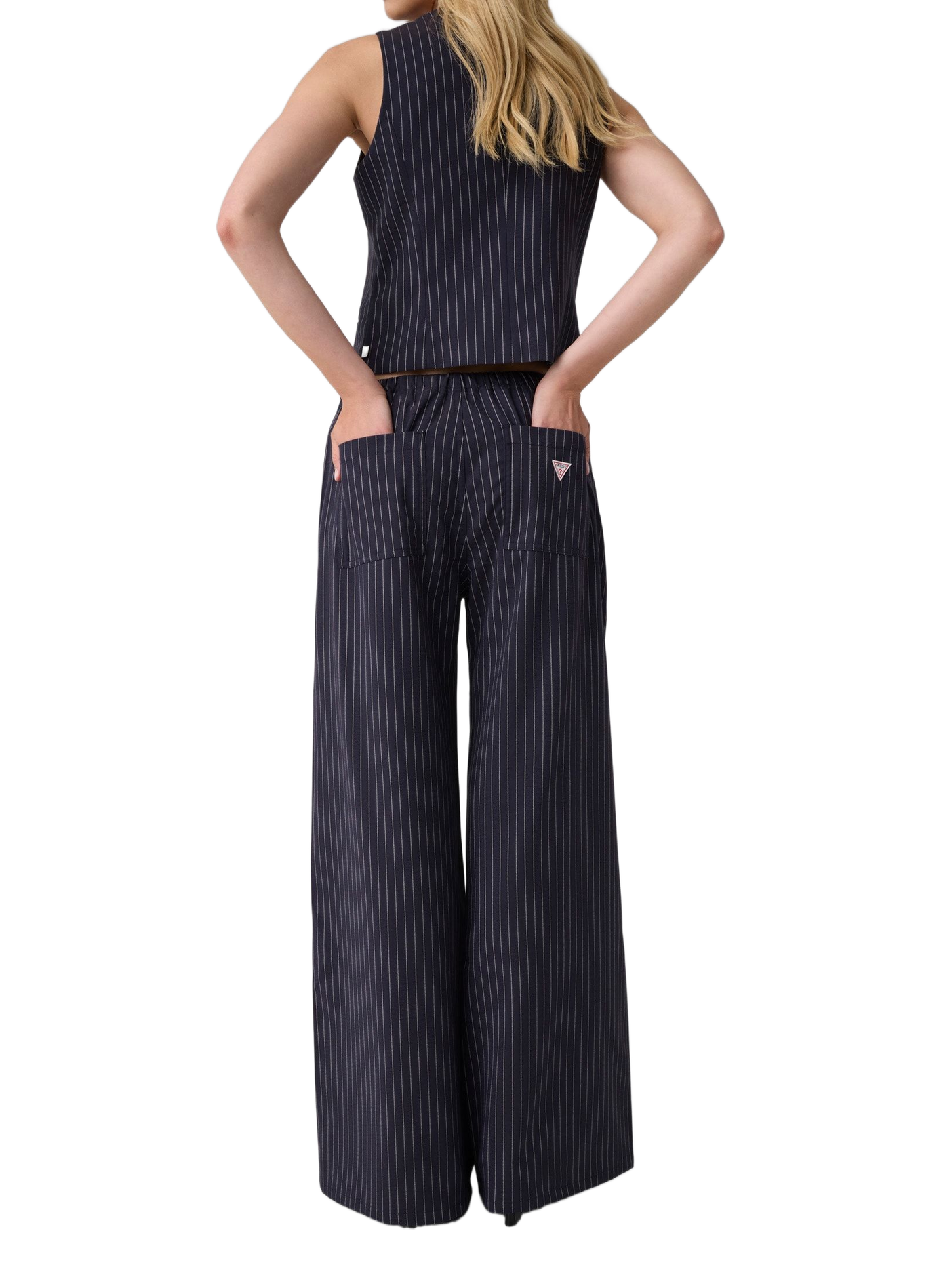 Wijde gestreepte broek GUESS Blauw