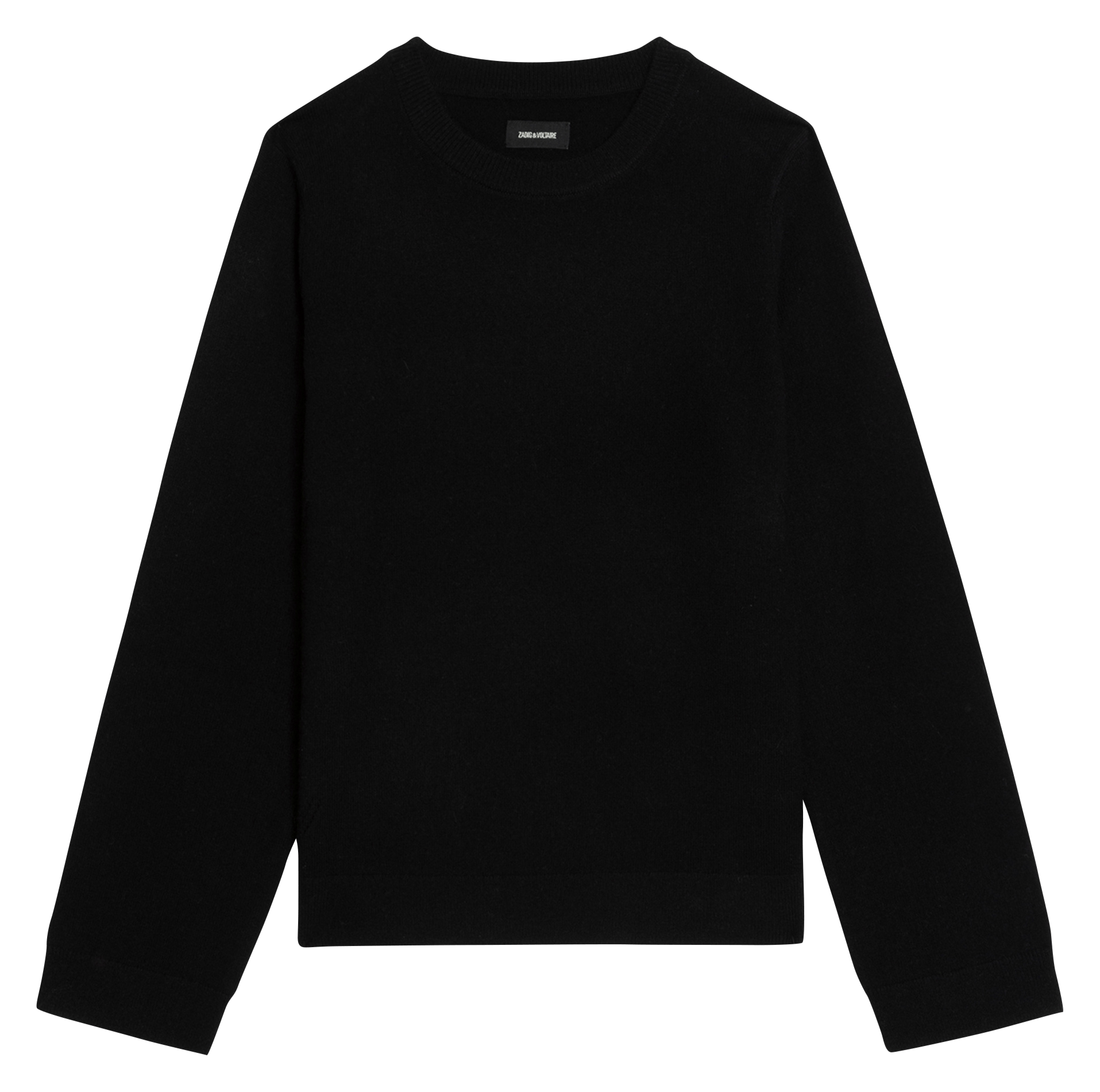Trui met ronde hals en leren patches ZADIG&VOLTAIRE Zwart