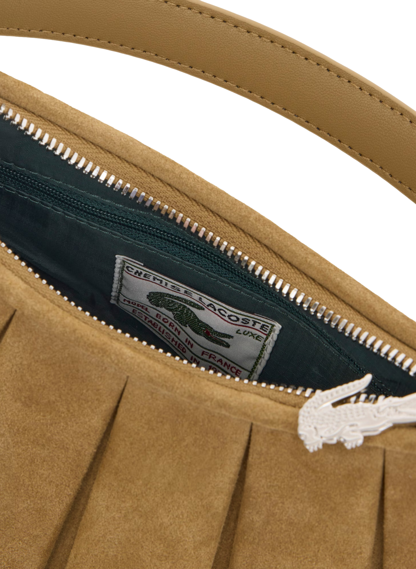 Kleine Lenglen handtas van suède leer LACOSTE Beige