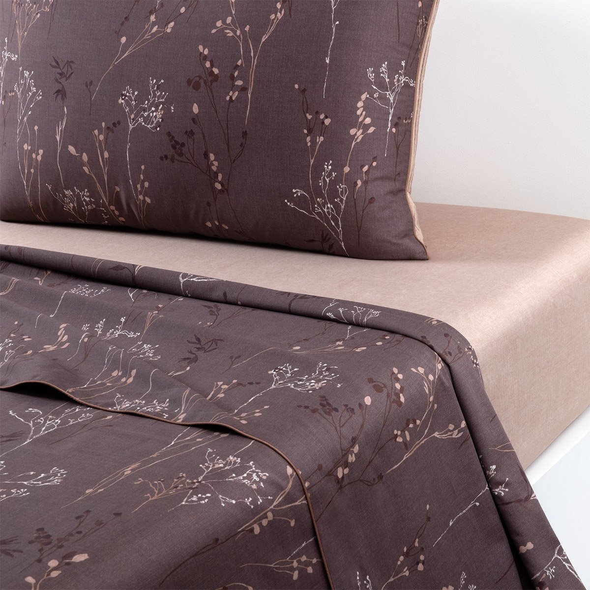 Drap plat en satin de coton, wild millet BOSS HOME Marron