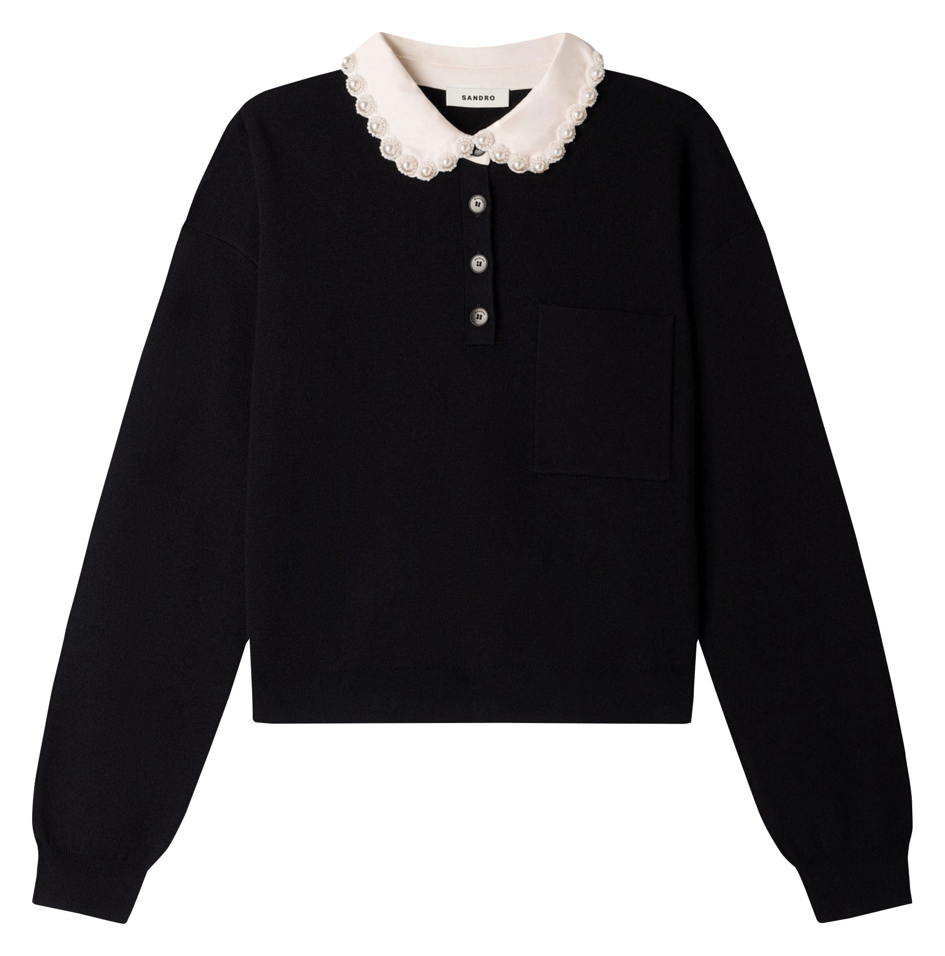 Pull droit en laine mélangée SANDRO Noir